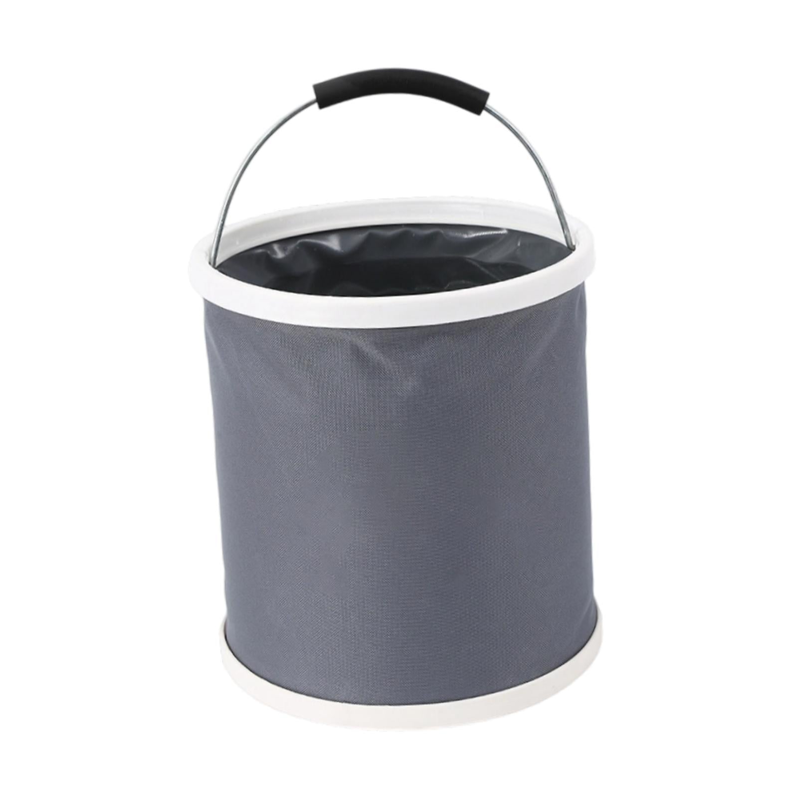 Collapsible Bucket with Handle Fishing Bucket for Backpacking Fishing Indoor 15L white ring