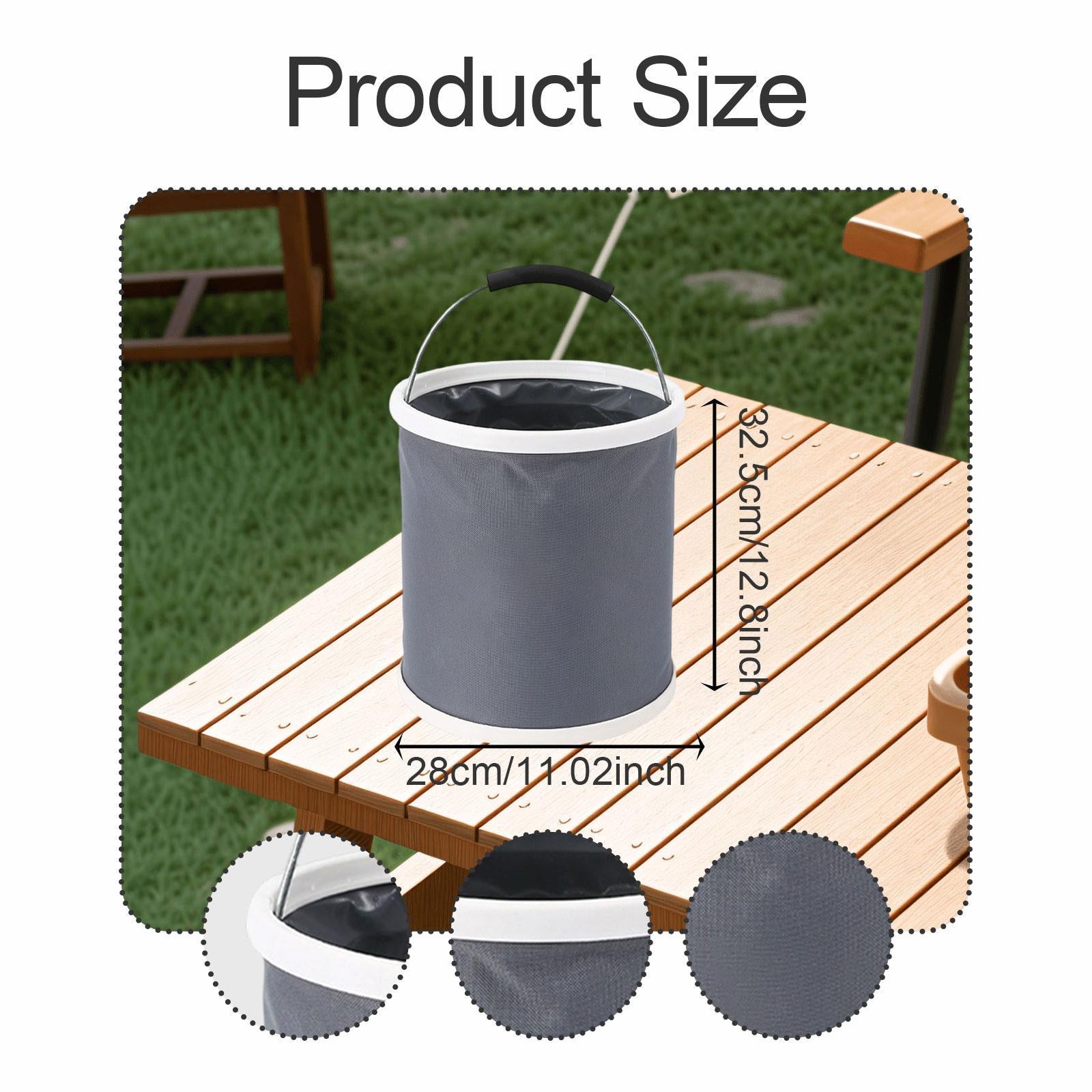 Collapsible Bucket with Handle Fishing Bucket for Backpacking Fishing Indoor 20L white ring