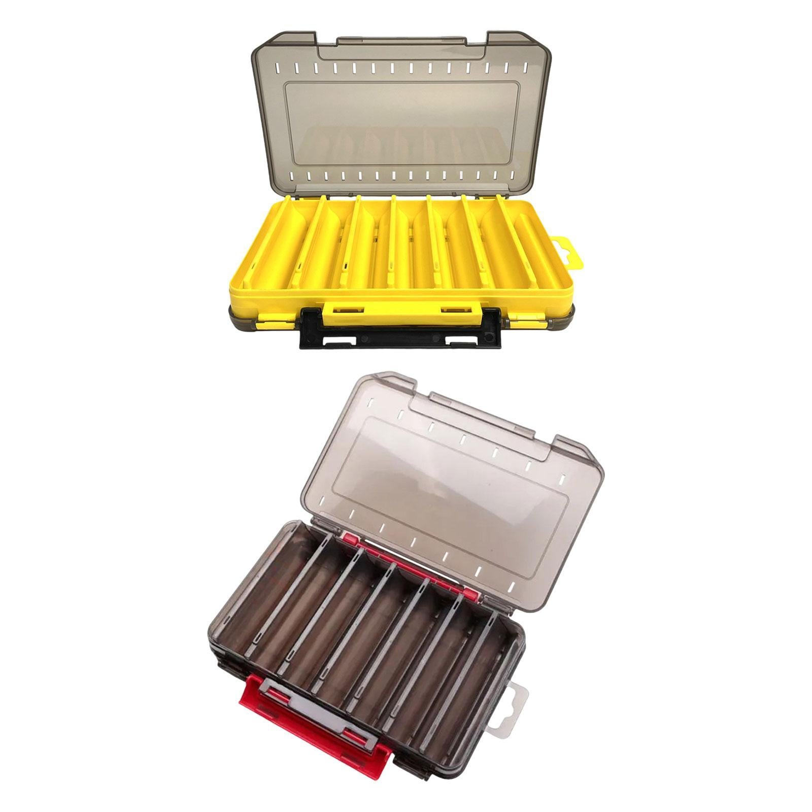 Double Sided Baits Box 14 Grids Lightweight Organizing Lures Waterproof Clear yellow