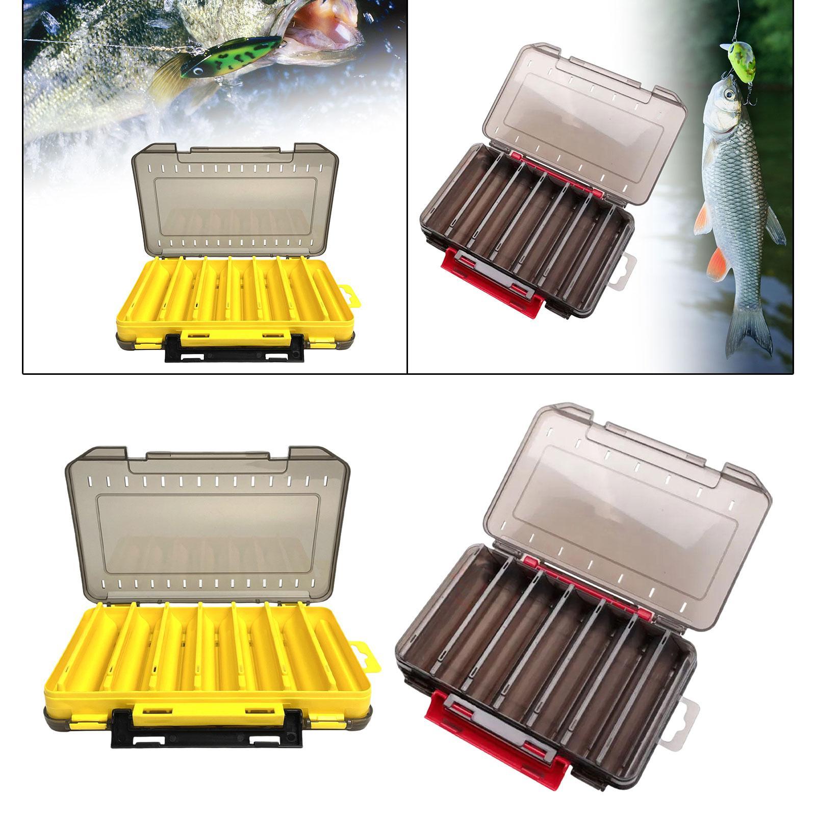 Double Sided Baits Box 14 Grids Lightweight Organizing Lures Waterproof Clear yellow