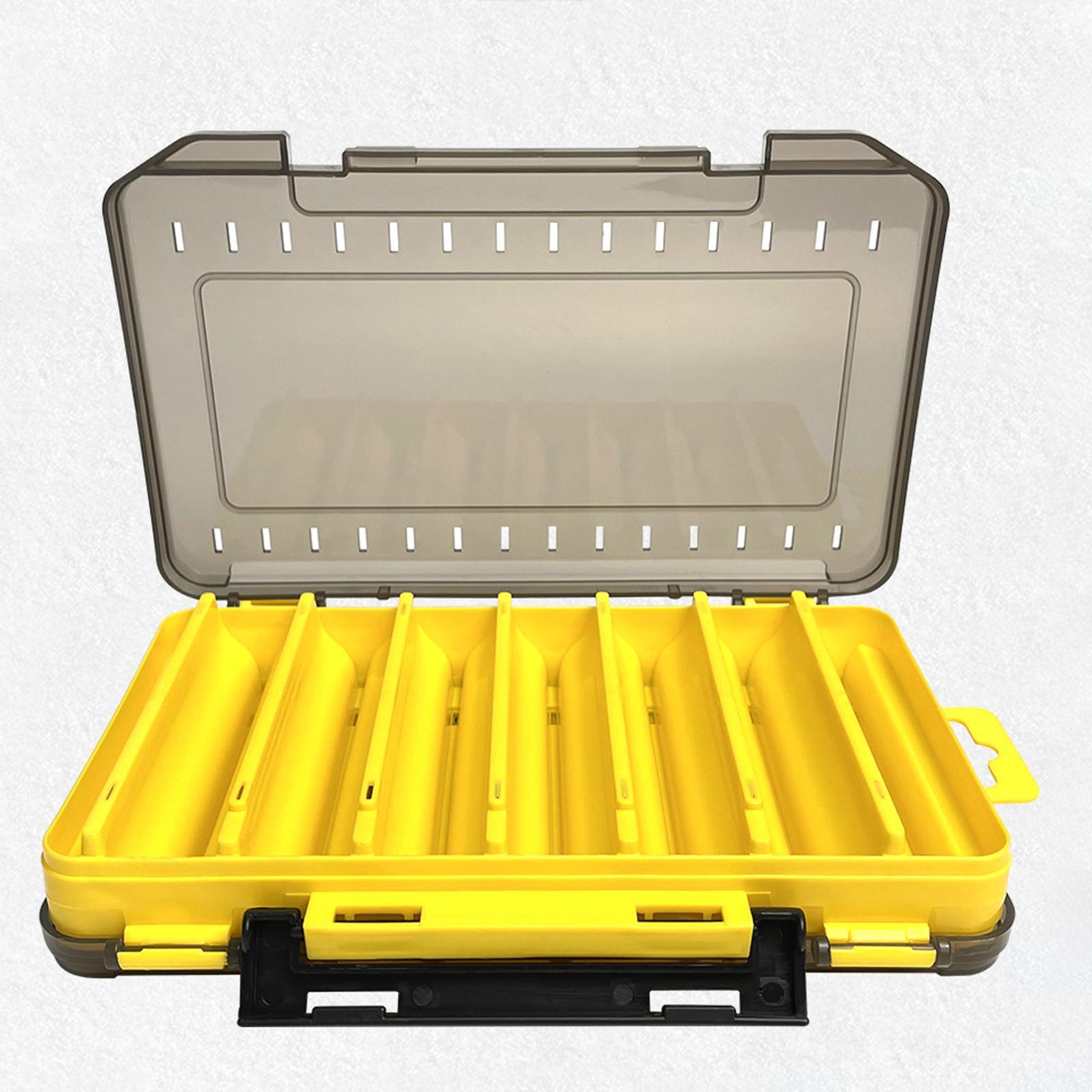 Double Sided Baits Box 14 Grids Lightweight Organizing Lures Waterproof Clear yellow