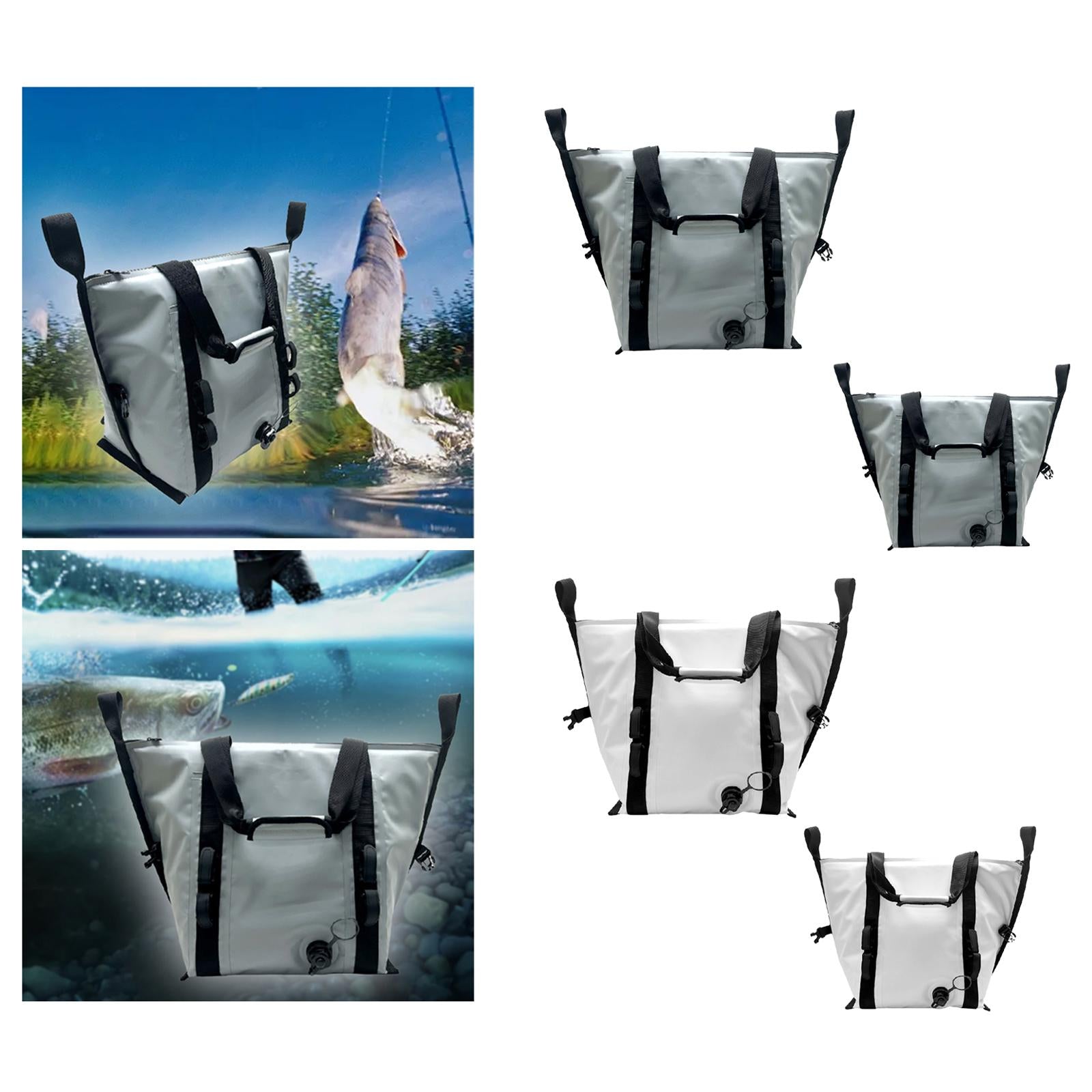 Fish Cooler Bag Thickened Zipper Closure Waterproof Fishing Handbag Fish Bag L Gray