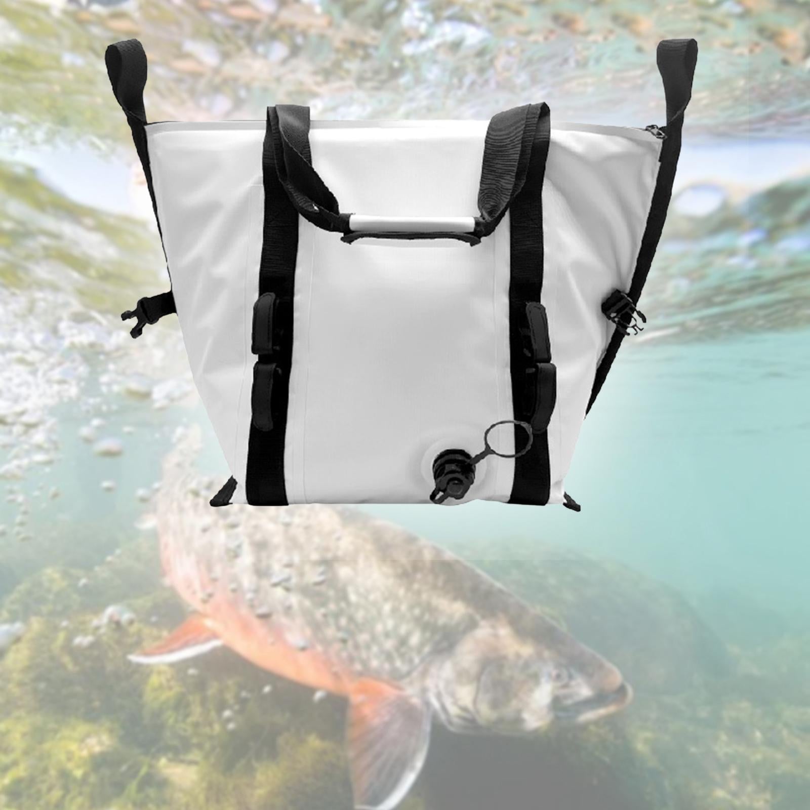 Fish Cooler Bag Thickened Zipper Closure Waterproof Fishing Handbag Fish Bag S White