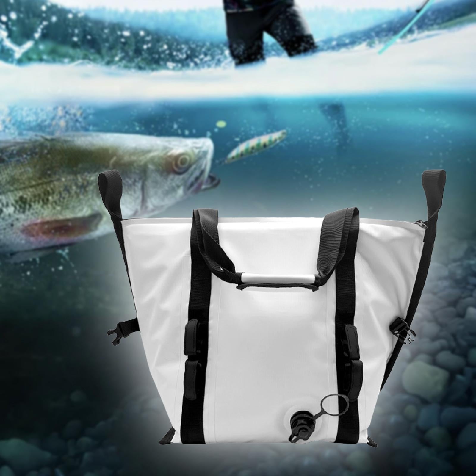 Fish Cooler Bag Thickened Zipper Closure Waterproof Fishing Handbag Fish Bag S White