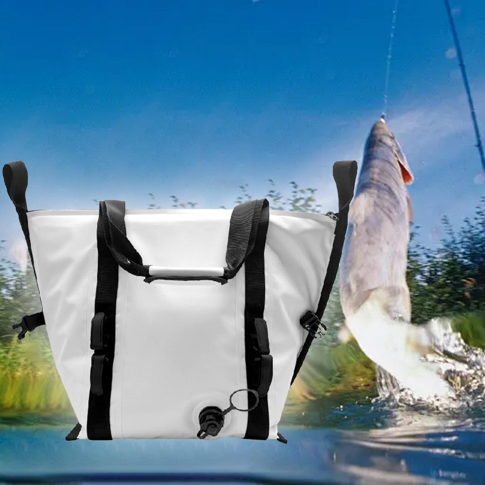 Fish Cooler Bag Thickened Zipper Closure Waterproof Fishing Handbag Fish Bag S White