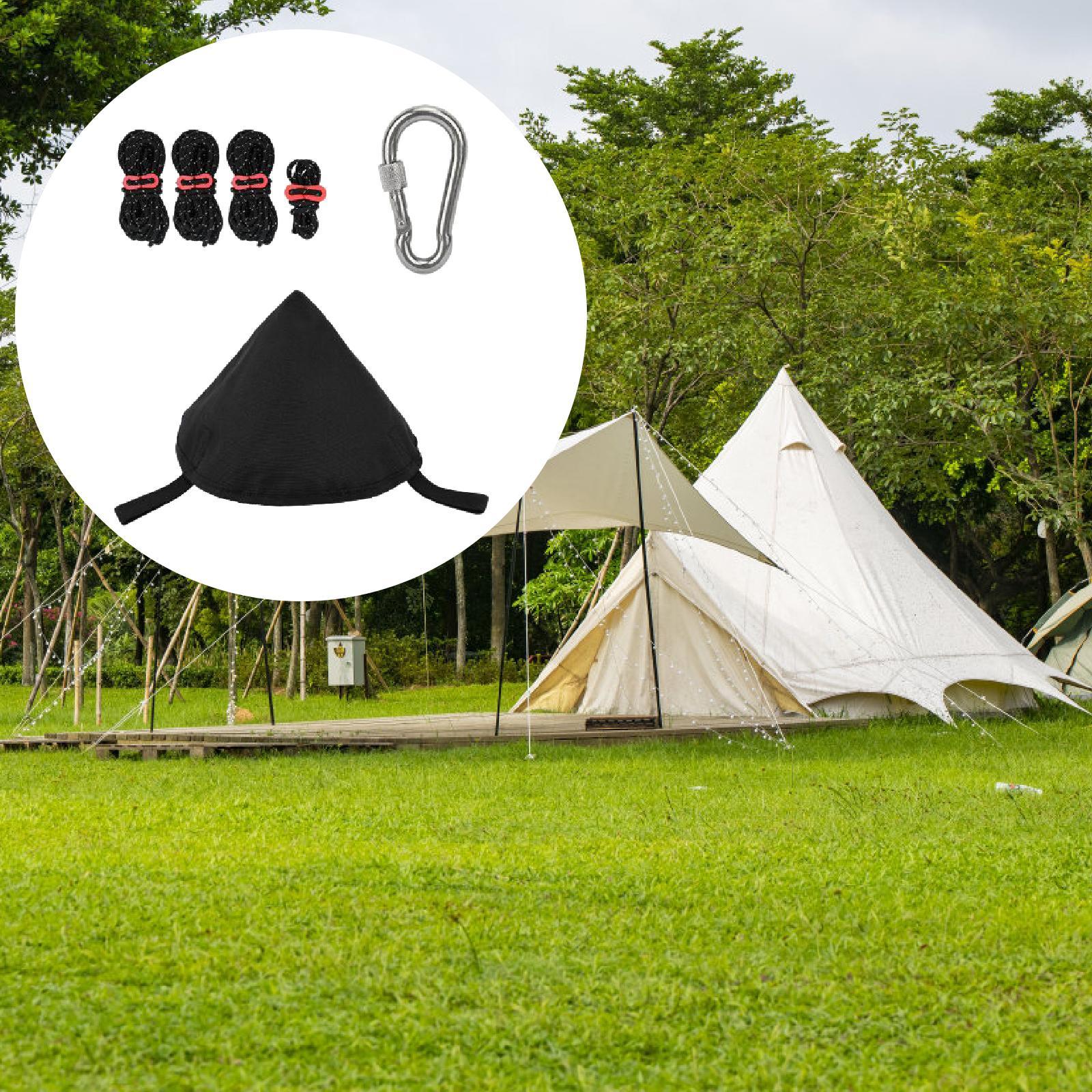 Tent Connection Hat Triangular Tarp Connecting Cap for Hiking Canopy Camping Black