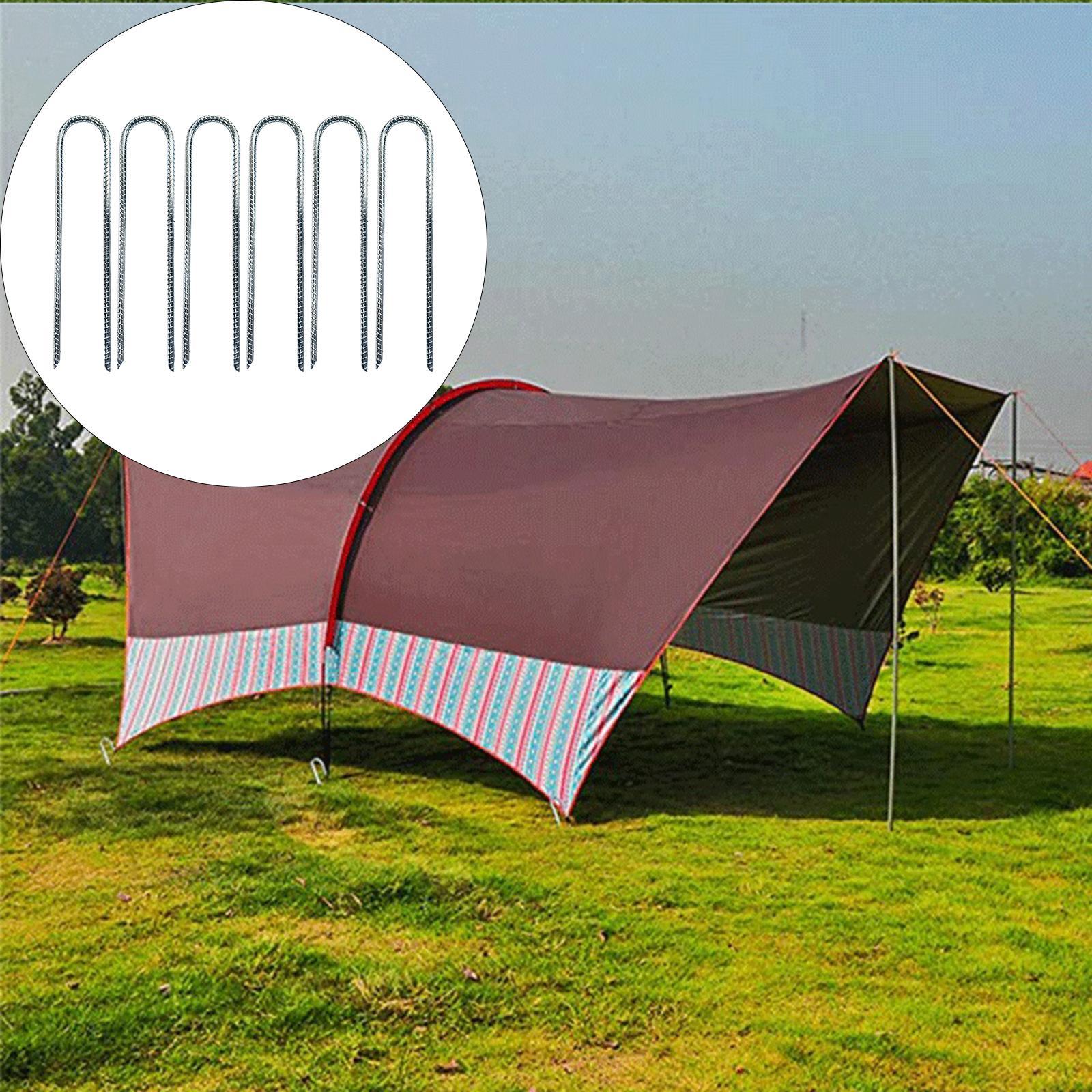 6 Pieces Camping Tent Stakes Metal Ground Anchors for Outdoor Picnic Shelter