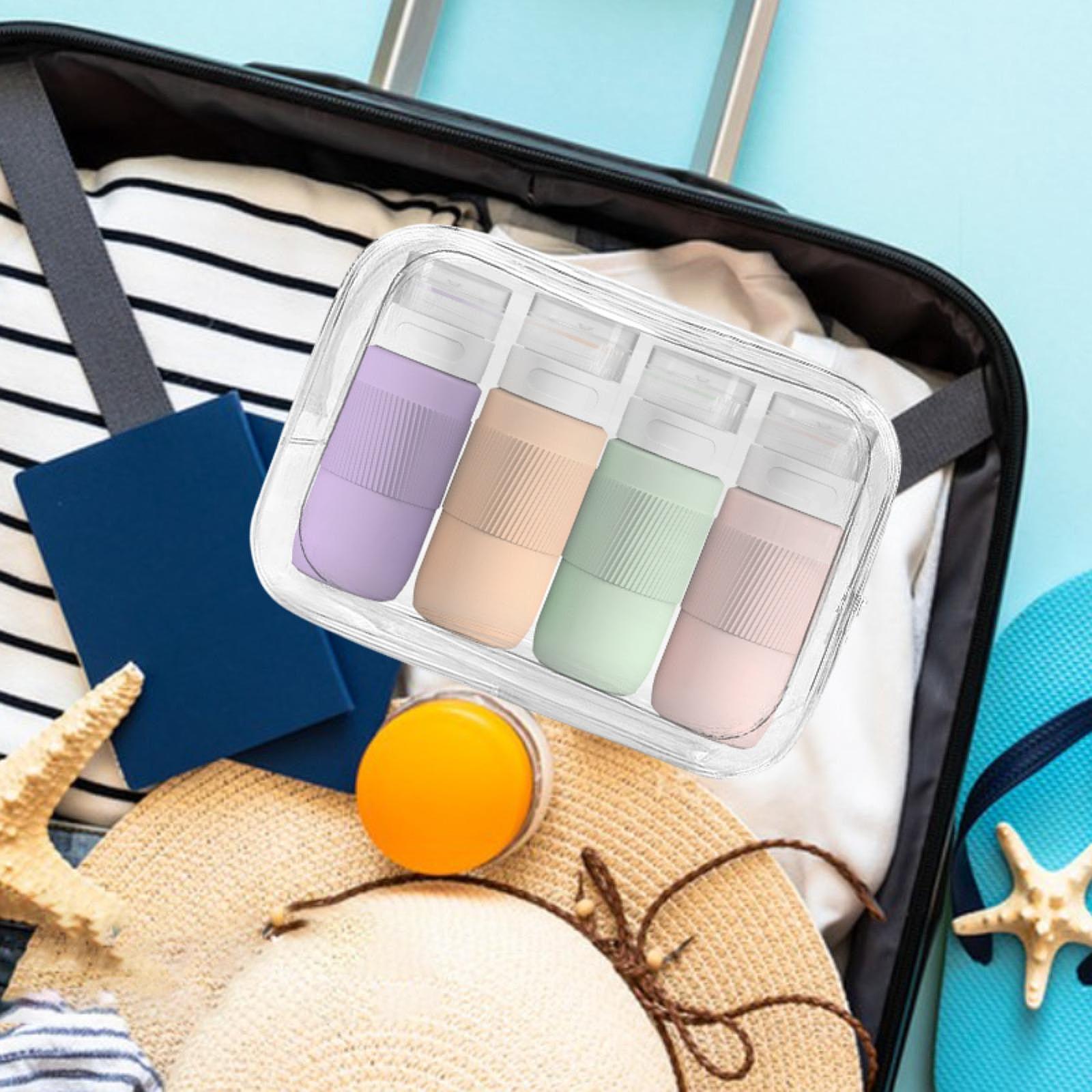 4Pcs Travel Bottles for Toiletries 80ml Empty for Lotion Conditioner Shampoo Light Color