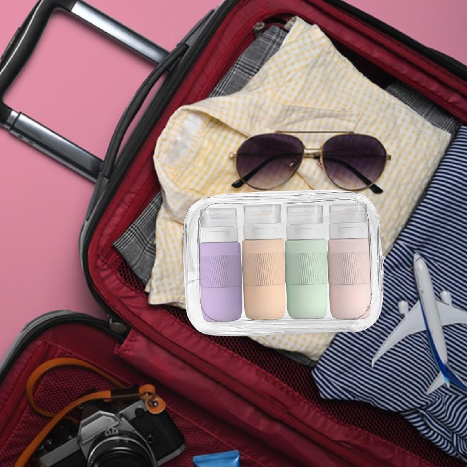 4Pcs Travel Bottles for Toiletries 80ml Empty for Lotion Conditioner Shampoo Light Color