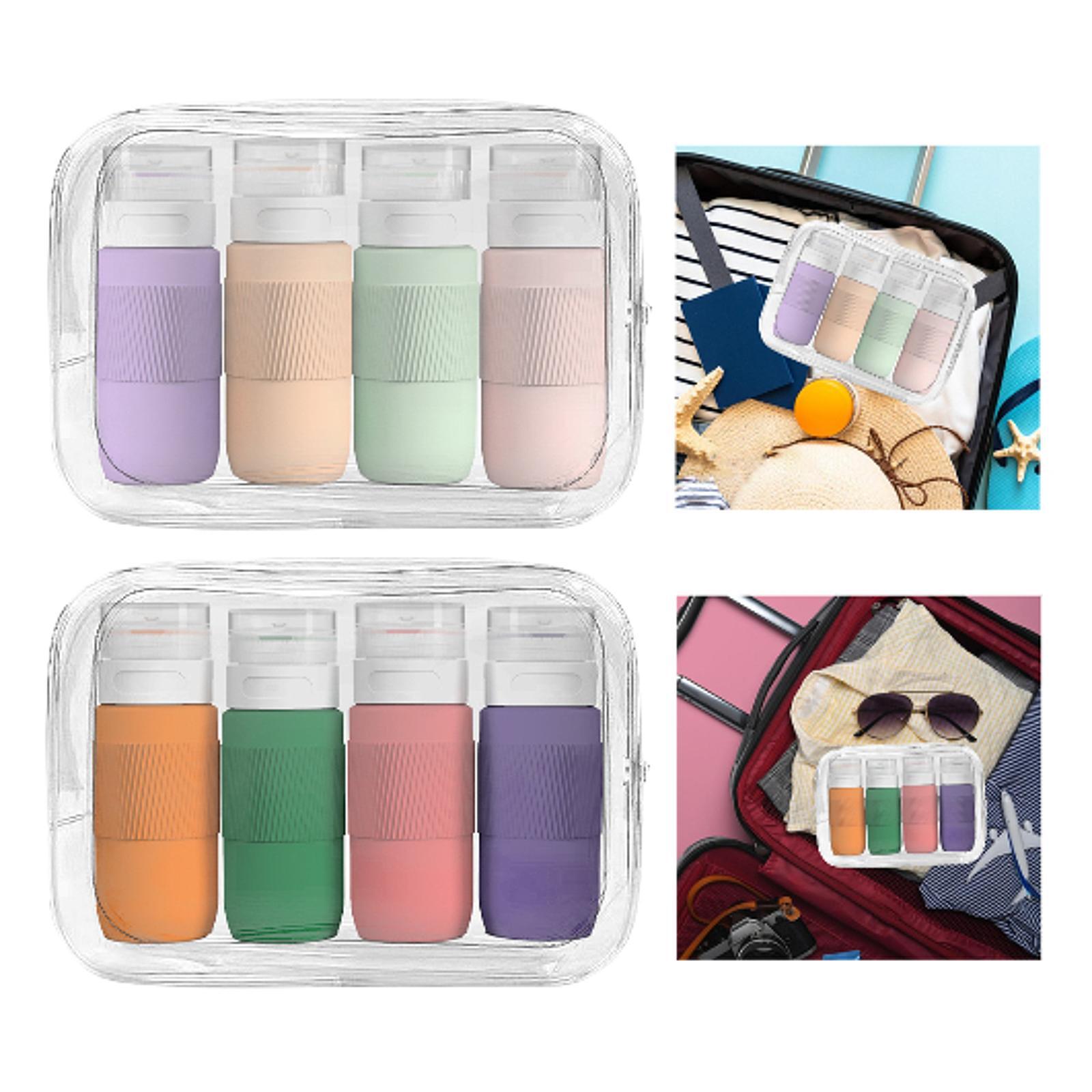 4Pcs Travel Bottles for Toiletries 80ml Empty for Lotion Conditioner Shampoo Light Color