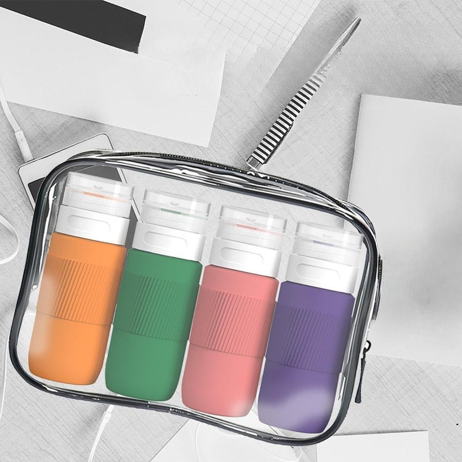 4Pcs Travel Bottles for Toiletries 80ml Empty for Lotion Conditioner Shampoo Dark Color
