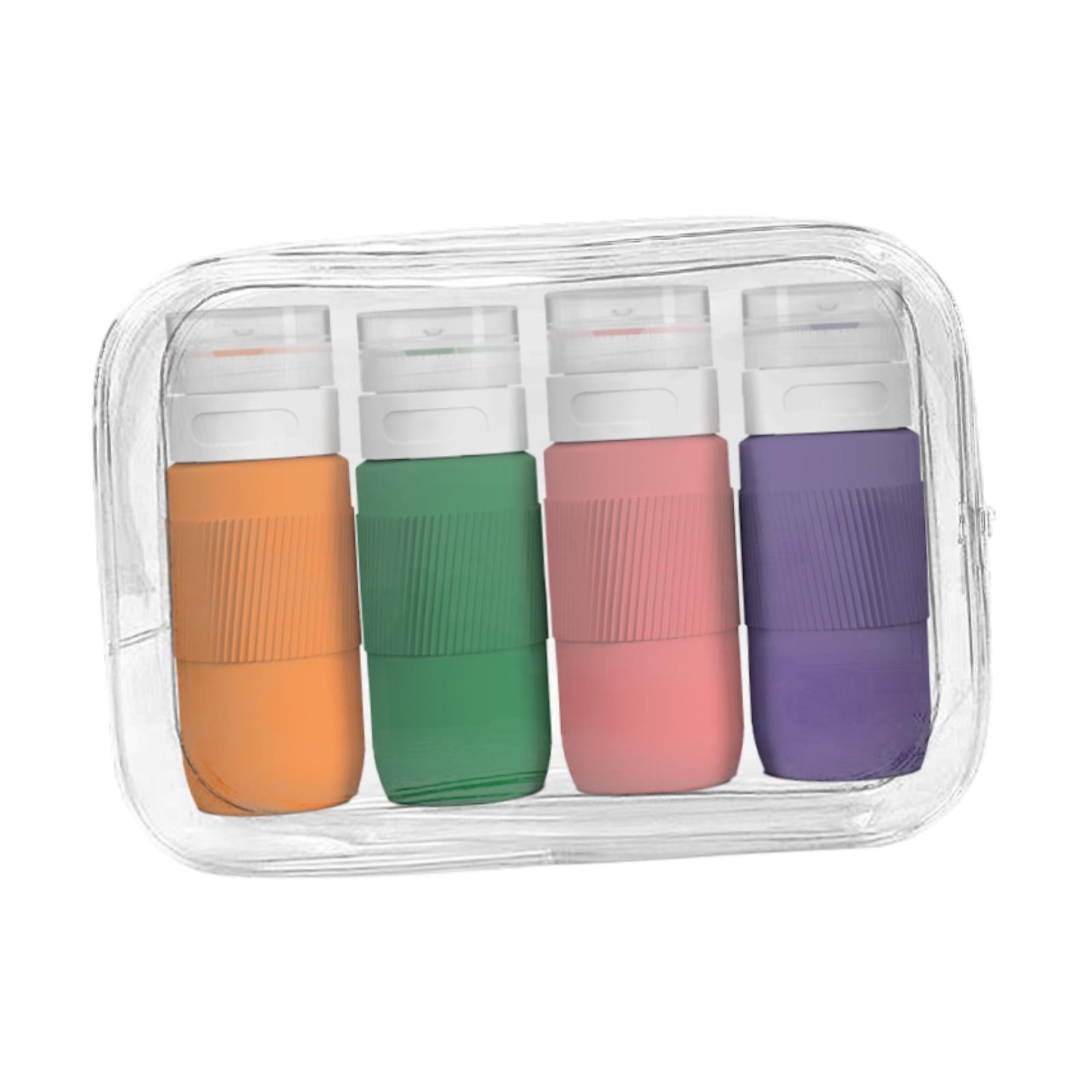 4Pcs Travel Bottles for Toiletries 80ml Empty for Lotion Conditioner Shampoo Dark Color