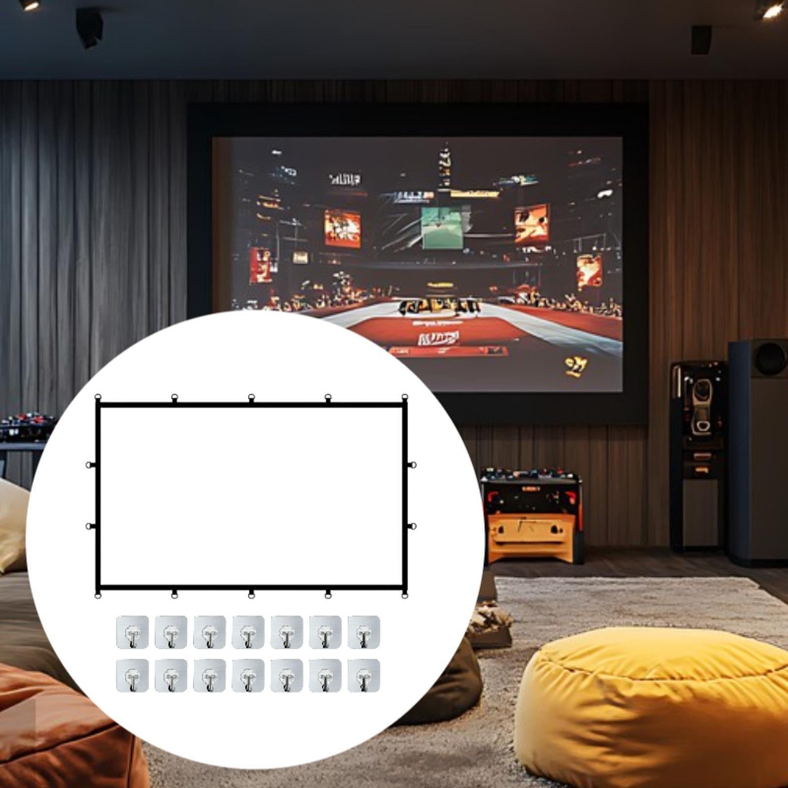 16:9 Projector Screen White for Camping Entertainment Presentation Education 100inch