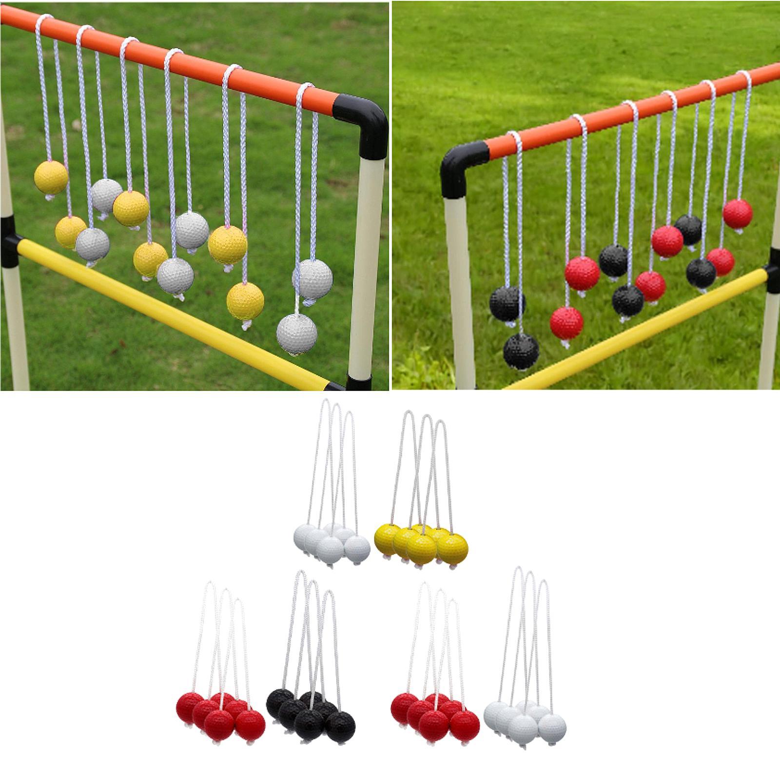 6x Ladder Balls Backyard Game Easy to Use Outdoor Lawn Yard Ladder Toss Game 3 Yellow and 3 White