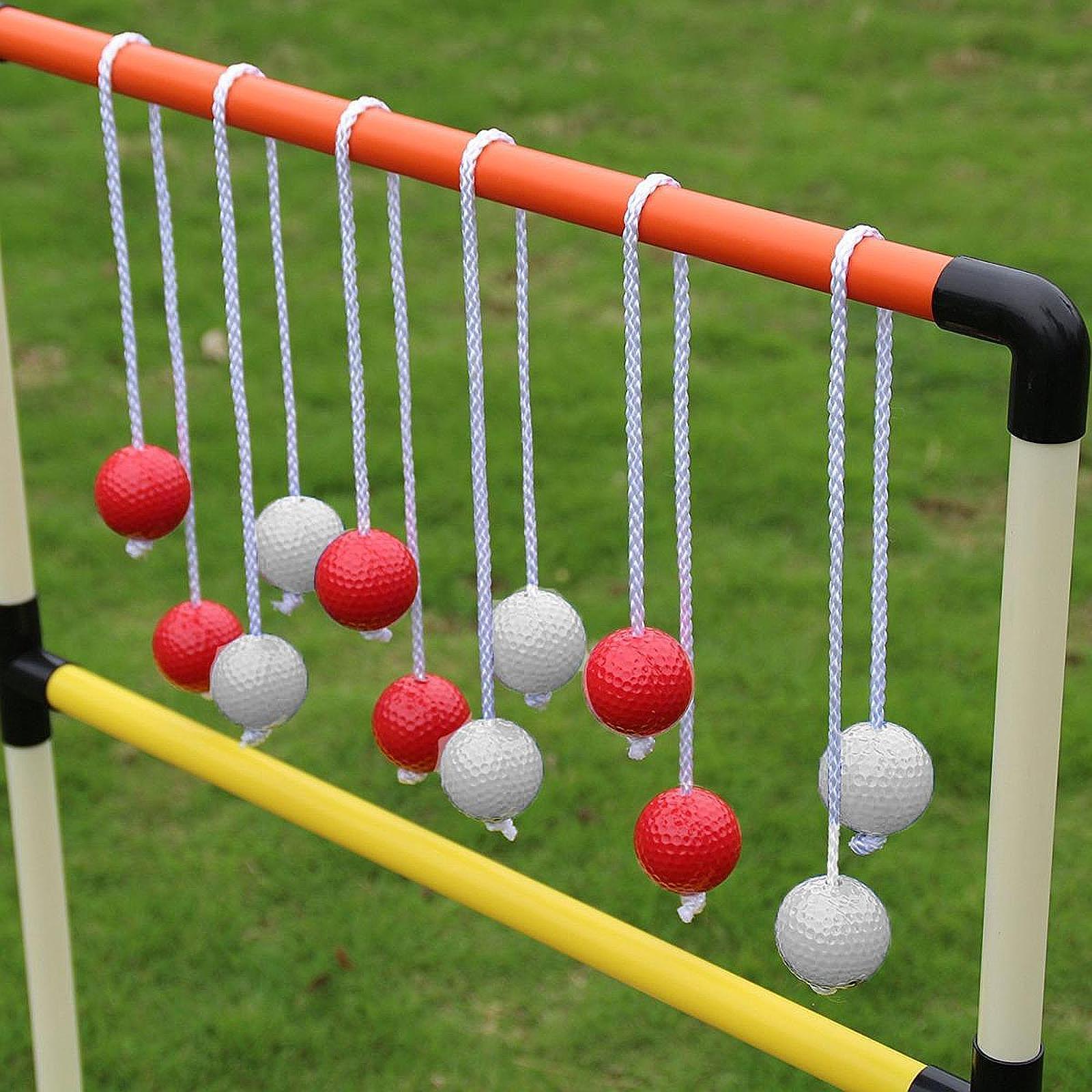 6x Ladder Balls Backyard Game Easy to Use Outdoor Lawn Yard Ladder Toss Game 3 Red and 3 White