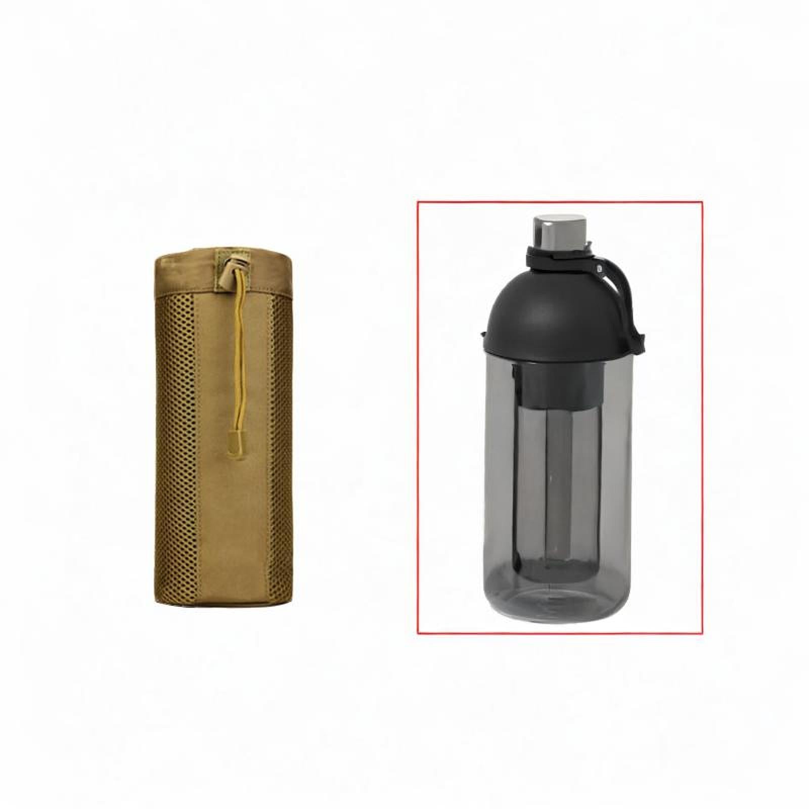 Waist Hanging Water Bottle Bag Nylon Mesh Sleeve for Outdoor Climbing Sturdy Brown