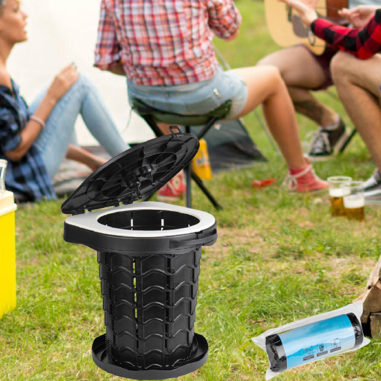 Foldable Toilet Stool Travel Potty Beach Backpacking Portable Camping Toilet Black