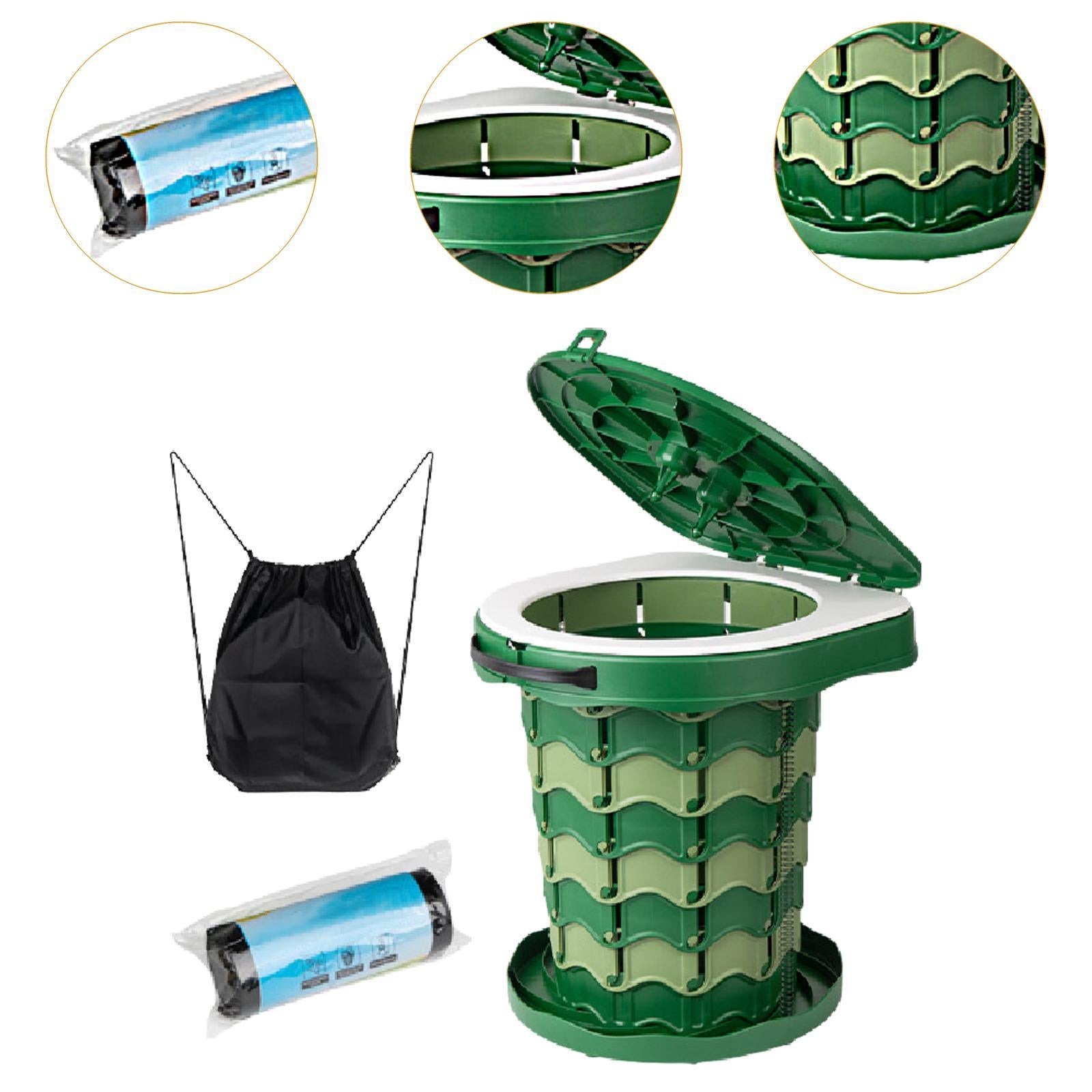 Foldable Toilet Stool Travel Potty Beach Backpacking Portable Camping Toilet Green