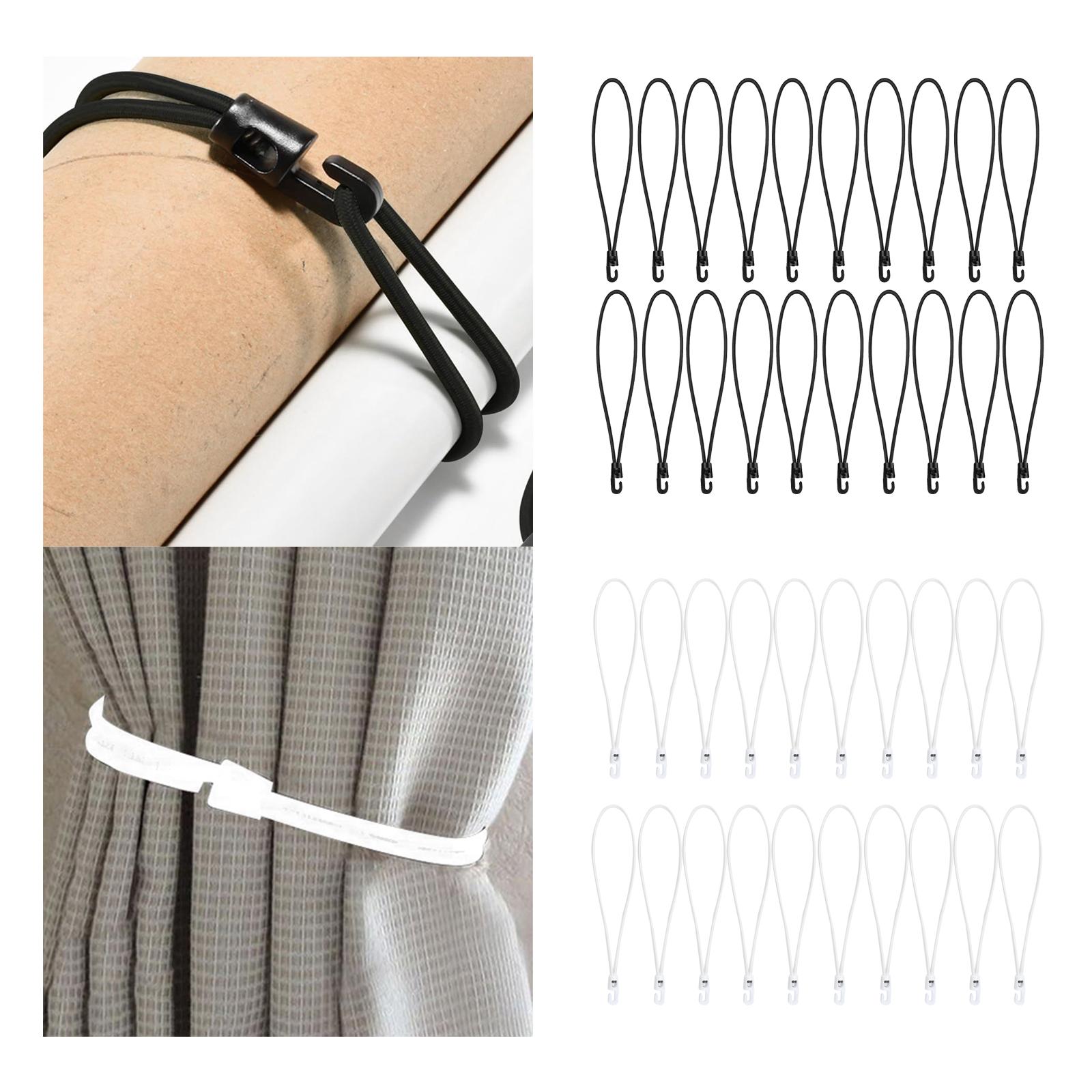 20Pcs Hook Bungee Cords Multipurpose 25cm Length for Luggage Roof Tents Bike Black