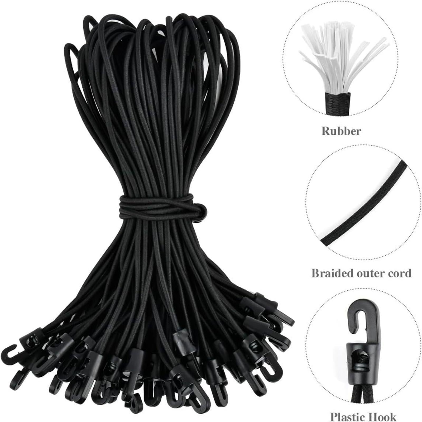 20Pcs Hook Bungee Cords Multipurpose 25cm Length for Luggage Roof Tents Bike Black