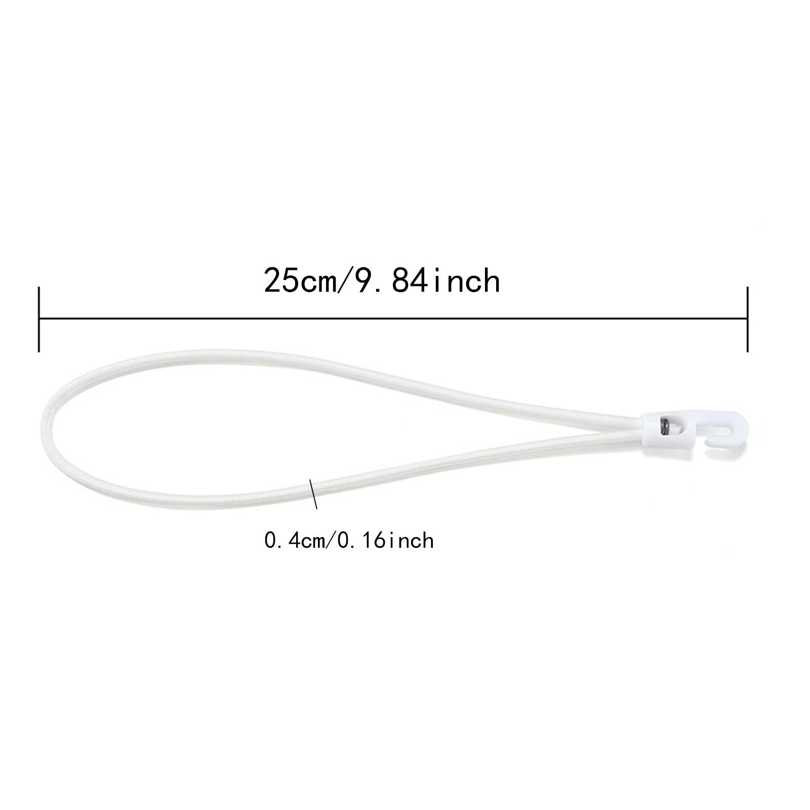 20Pcs Hook Bungee Cords Multipurpose 25cm Length for Luggage Roof Tents Bike White