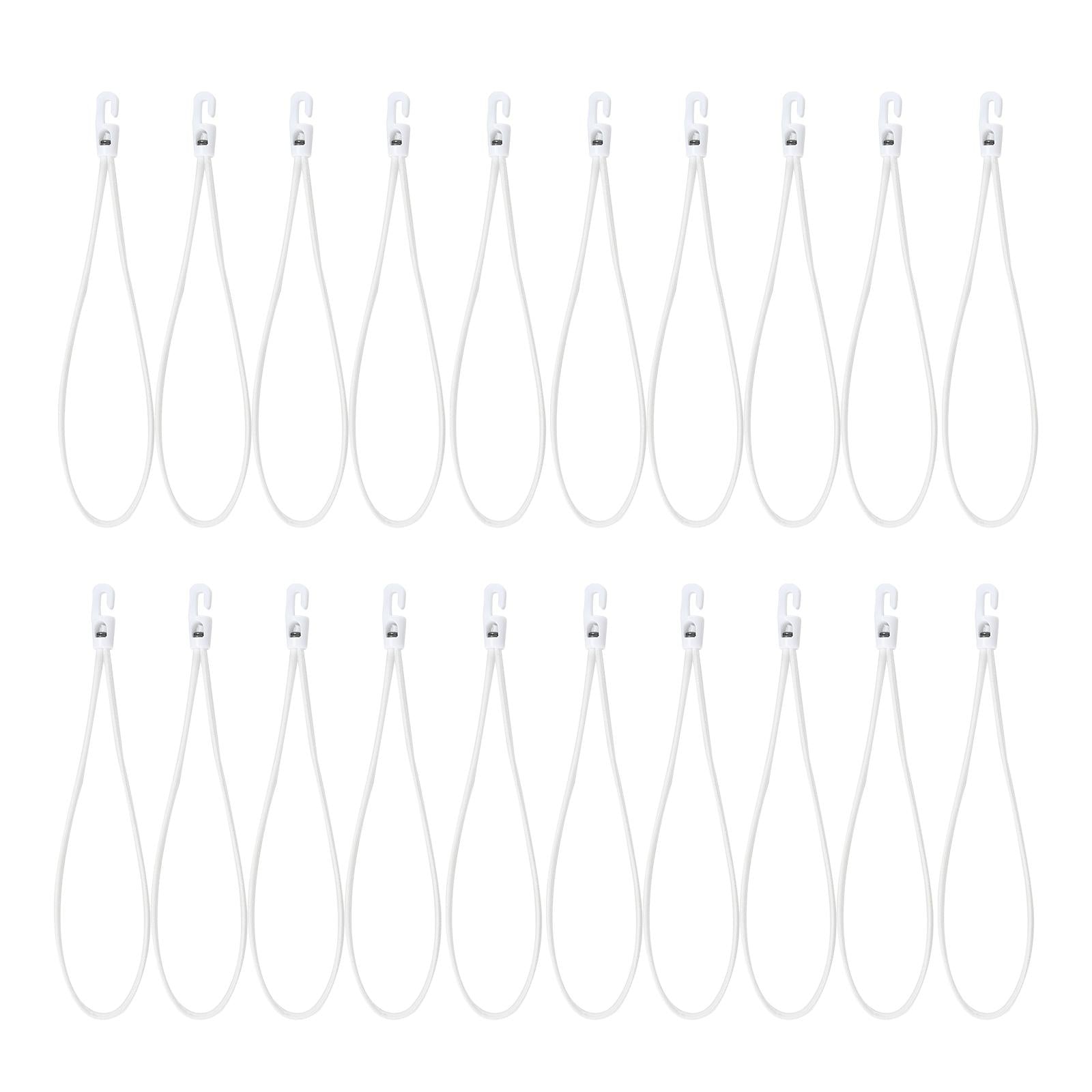 20Pcs Hook Bungee Cords Multipurpose 25cm Length for Luggage Roof Tents Bike White