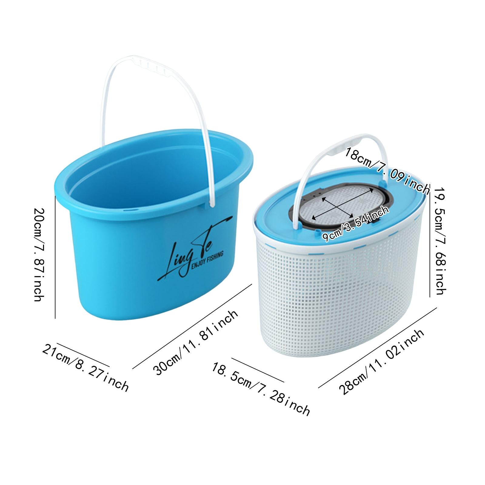 Fishing Bucket Breathable Portable Convenient Multifunctional Storage Barrel 8L Blue