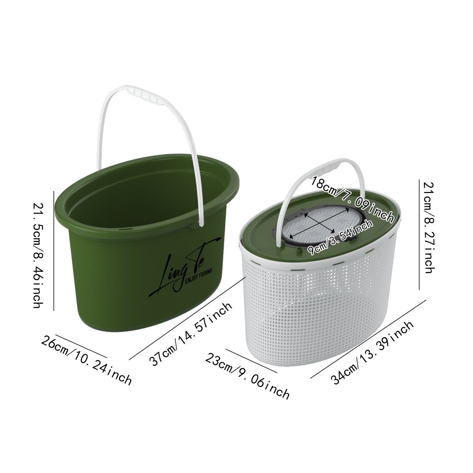 Fishing Bucket Breathable Portable Convenient Multifunctional Storage Barrel 12L Green