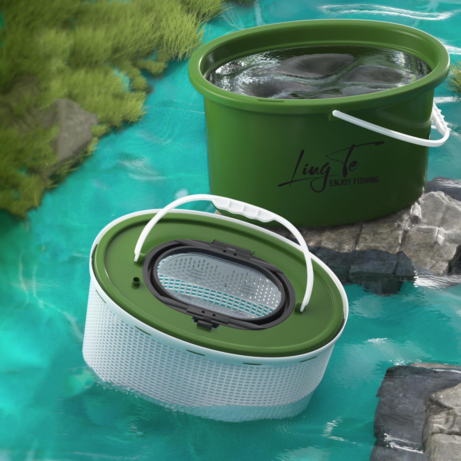 Fishing Bucket Breathable Portable Convenient Multifunctional Storage Barrel 12L Green