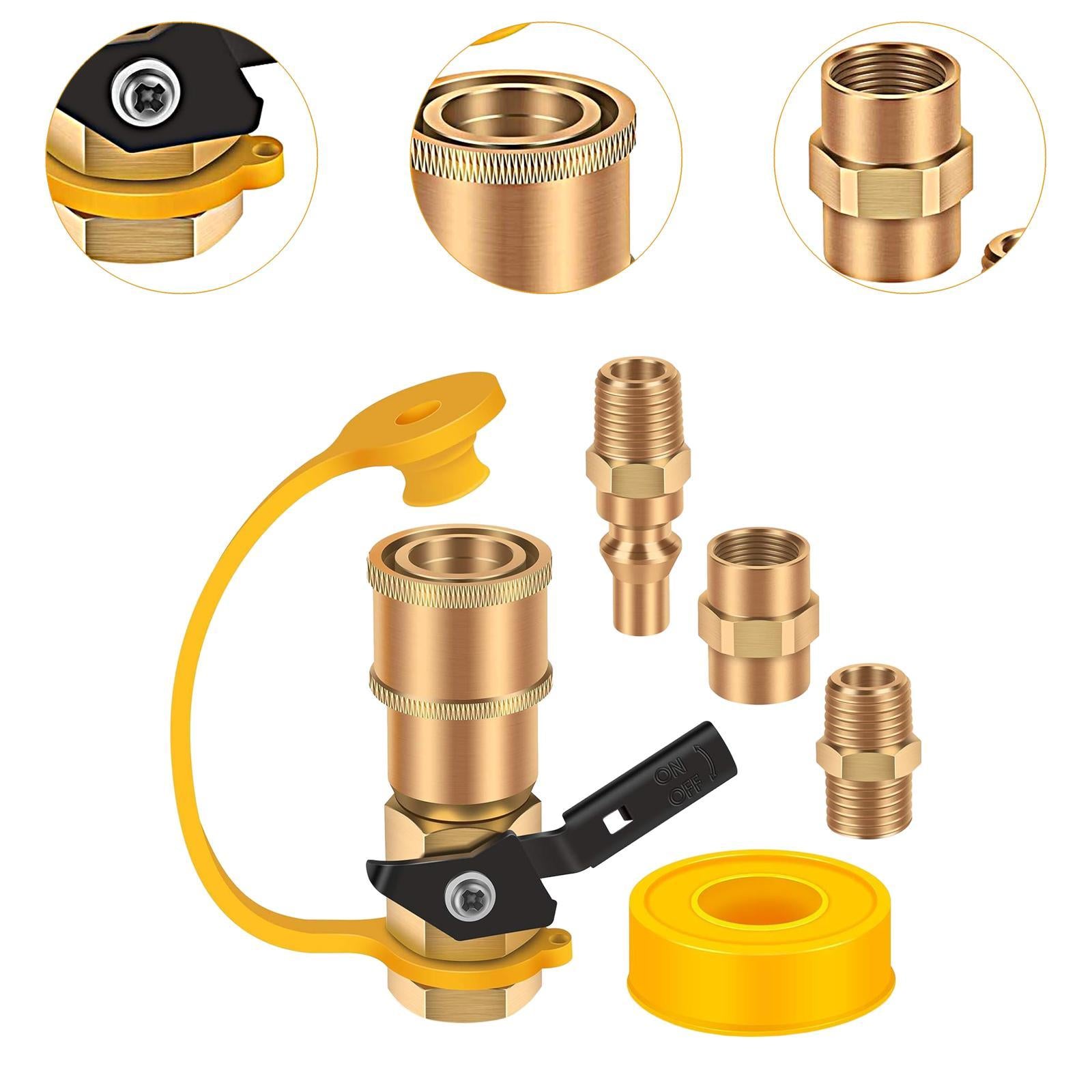 RV Propane Connect Fittings Adapter Valve Replacement for Outdoor Activities