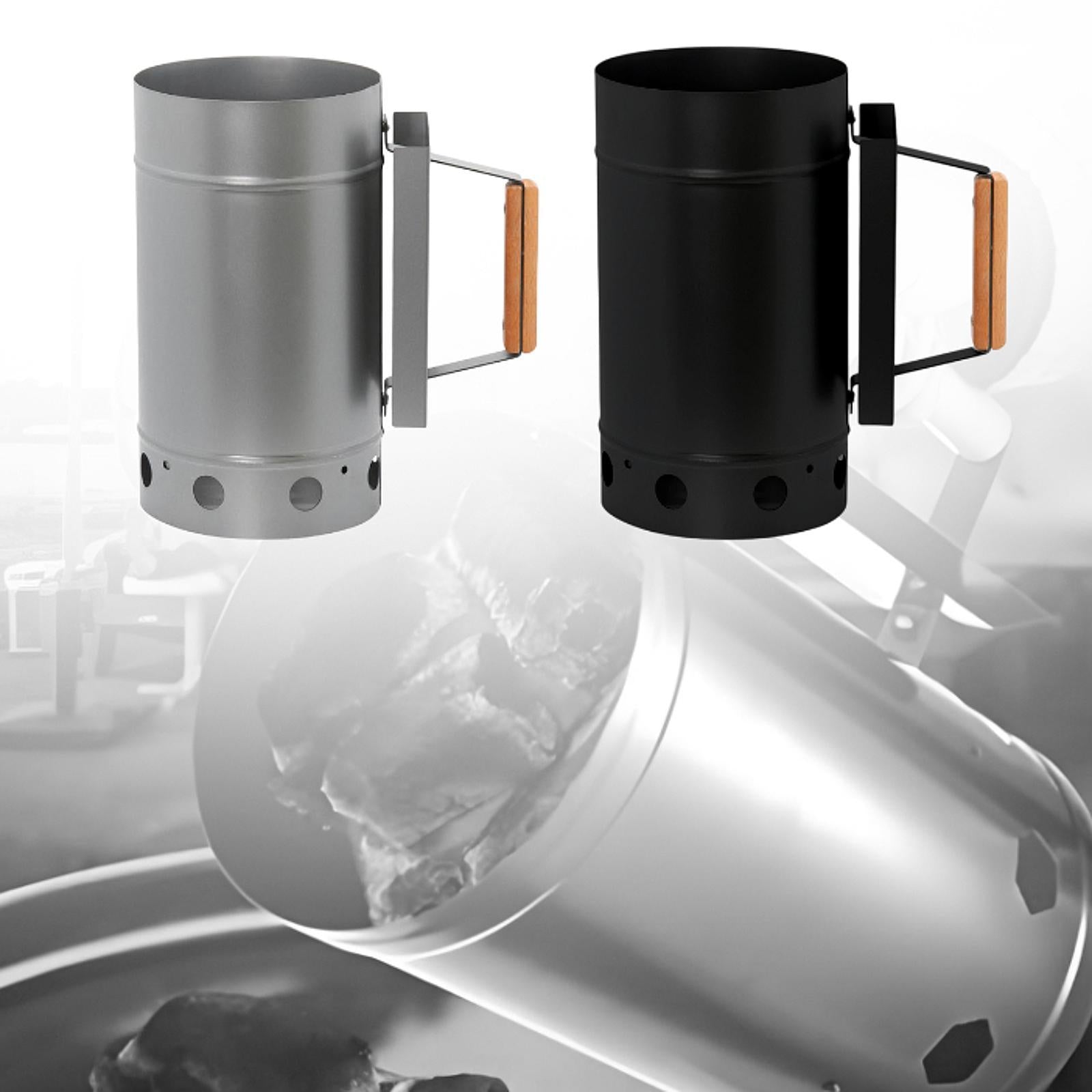 BBQ Chimney Starter for Charcoal Grill and Barbecues for Outdoor BBQ Cooking Argent