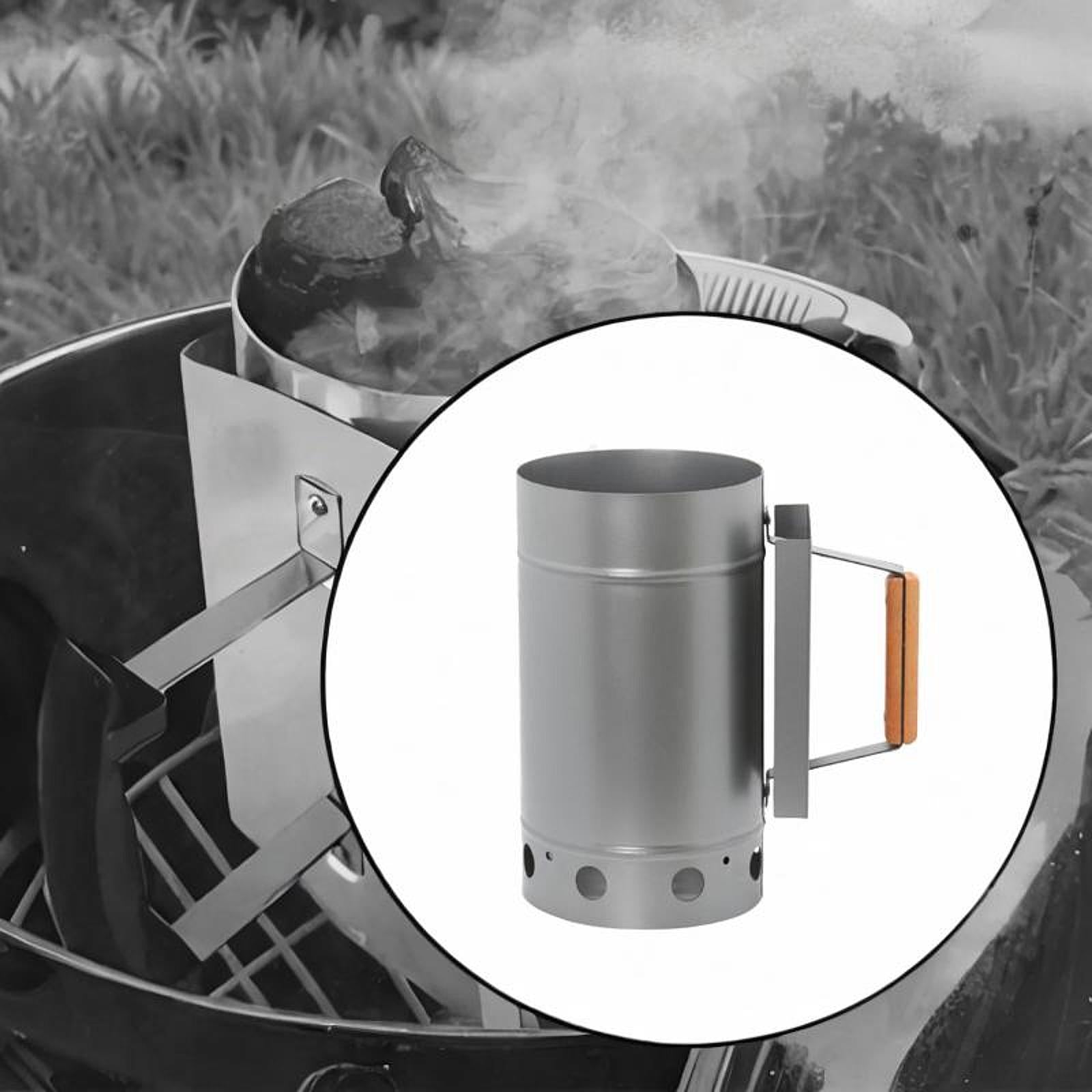BBQ Chimney Starter for Charcoal Grill and Barbecues for Outdoor BBQ Cooking Argent