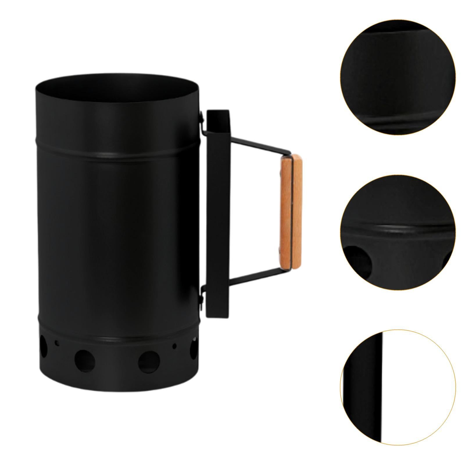 BBQ Chimney Starter for Charcoal Grill and Barbecues for Outdoor BBQ Cooking Black