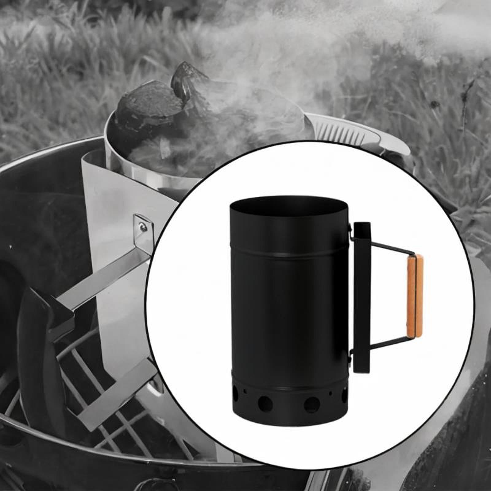 BBQ Chimney Starter for Charcoal Grill and Barbecues for Outdoor BBQ Cooking Black