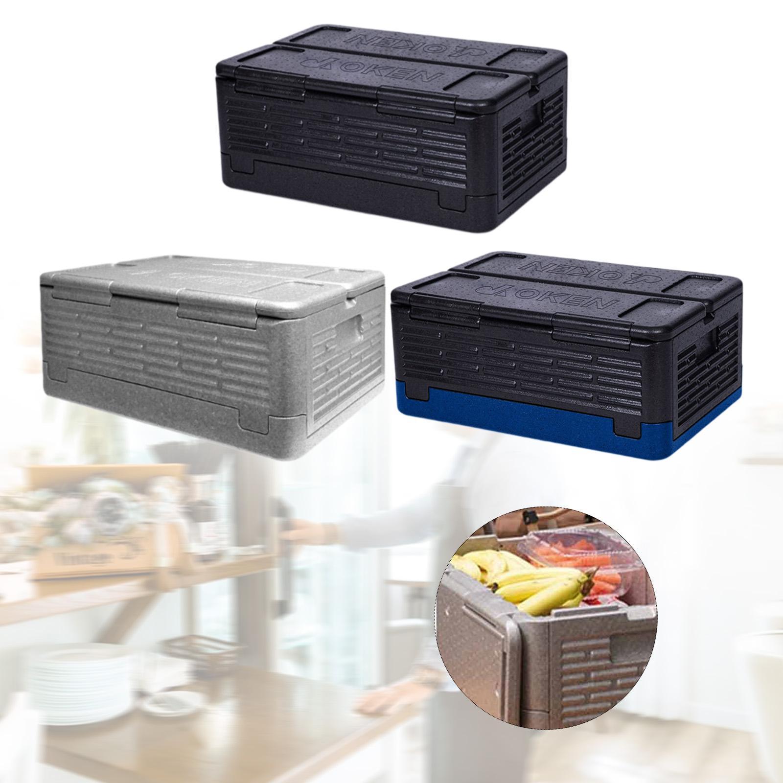Insulated Food Pan Carrier Foldable Storage EPP for Camping Boating Barbecue Black