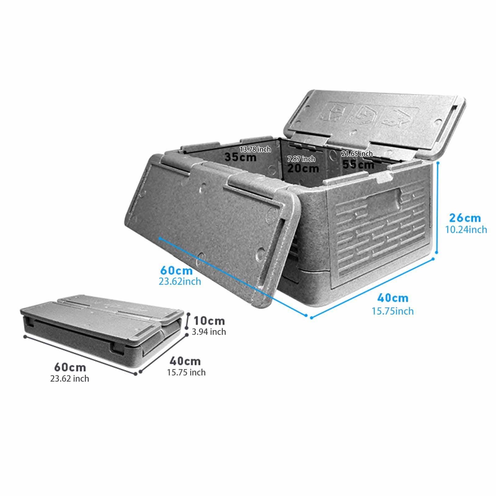 Insulated Food Pan Carrier Foldable Storage EPP for Camping Boating Barbecue Grey