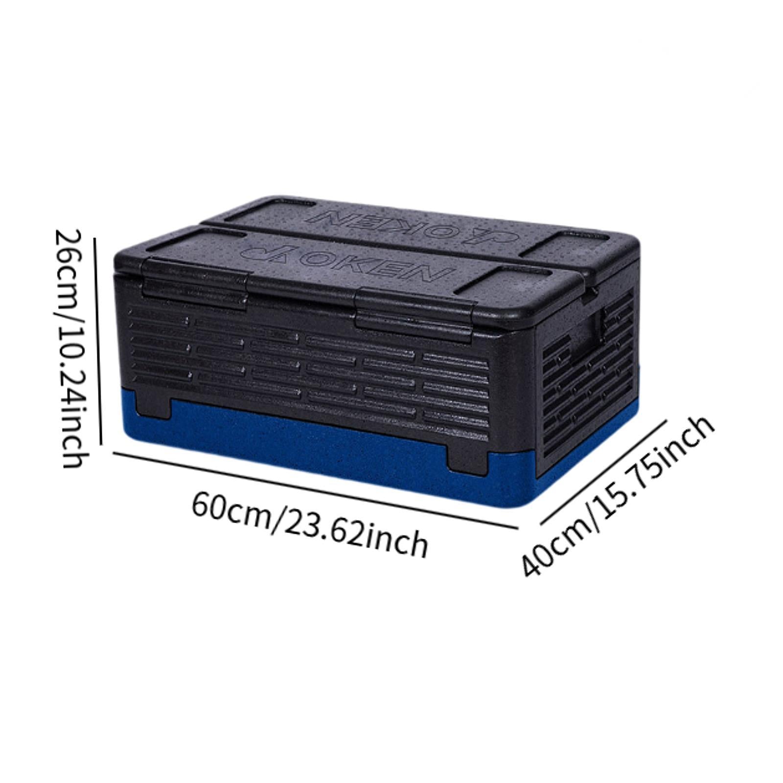 Insulated Food Pan Carrier Foldable Storage EPP for Camping Boating Barbecue Black Blue