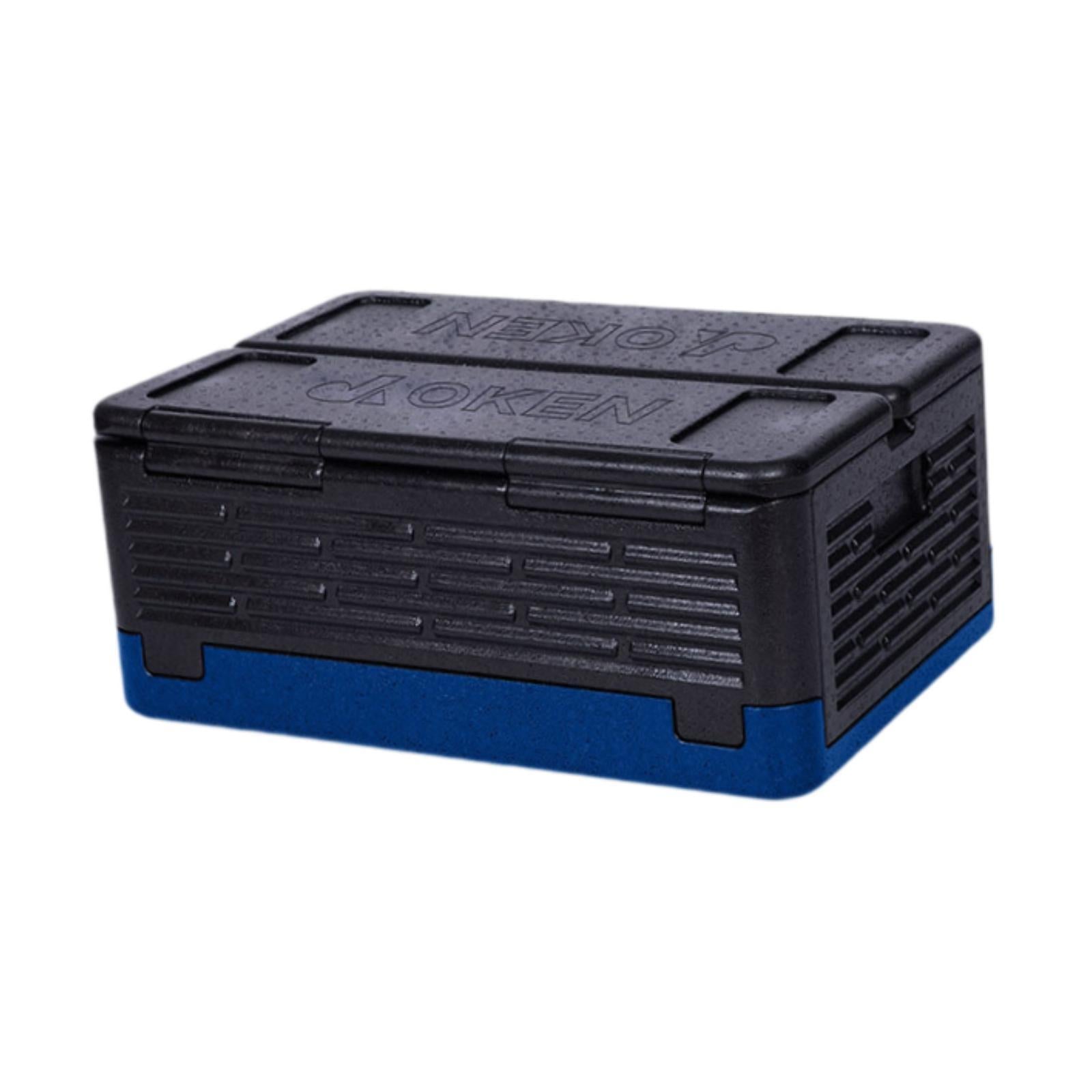 Insulated Food Pan Carrier Foldable Storage EPP for Camping Boating Barbecue Black Blue