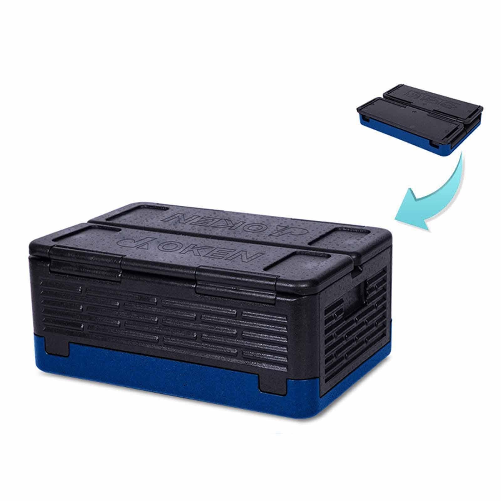 Insulated Food Pan Carrier Foldable Storage EPP for Camping Boating Barbecue Black Blue