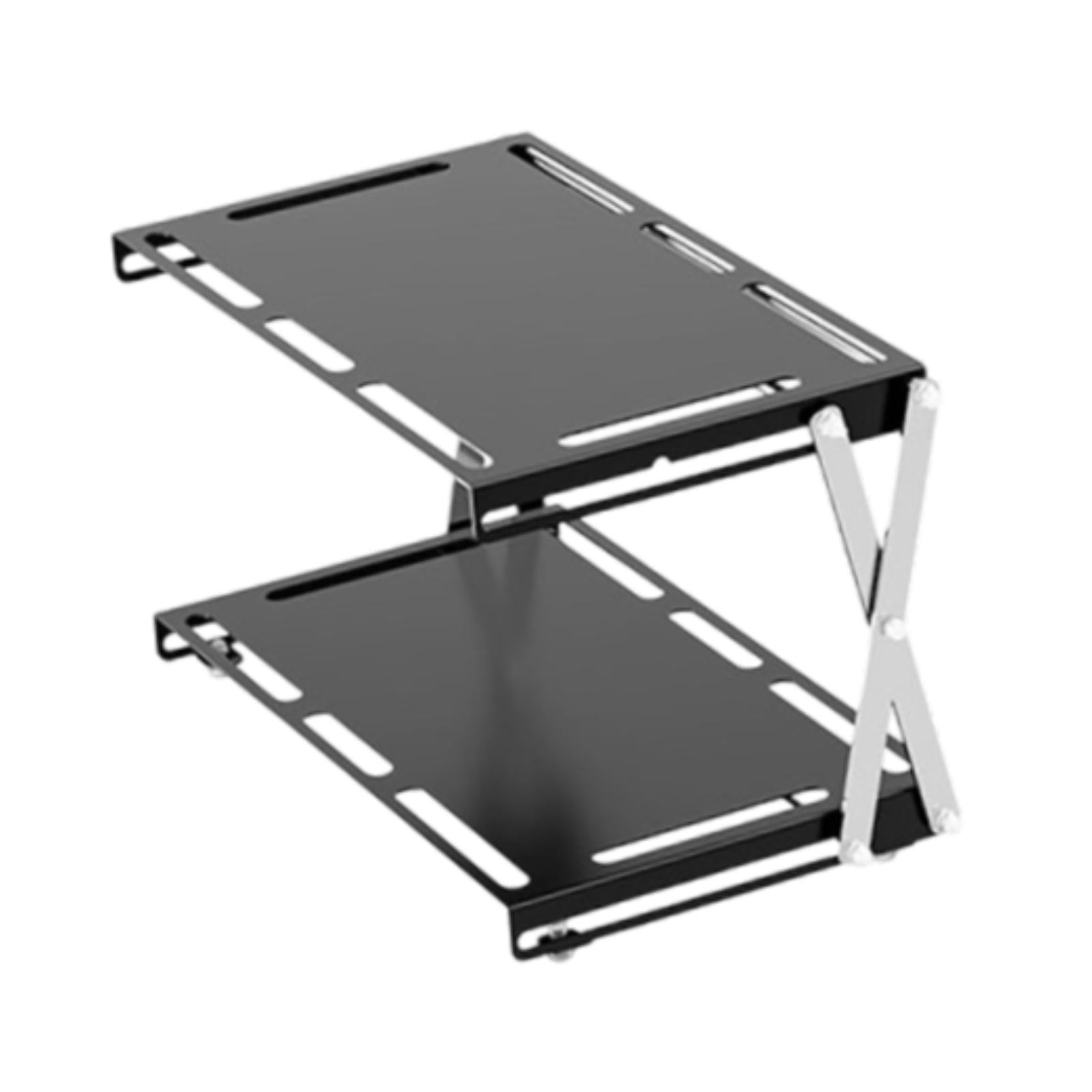 Camping Folding Storage Rack Desktop Stable Outside for Fishing Hiking Beach Double Layers