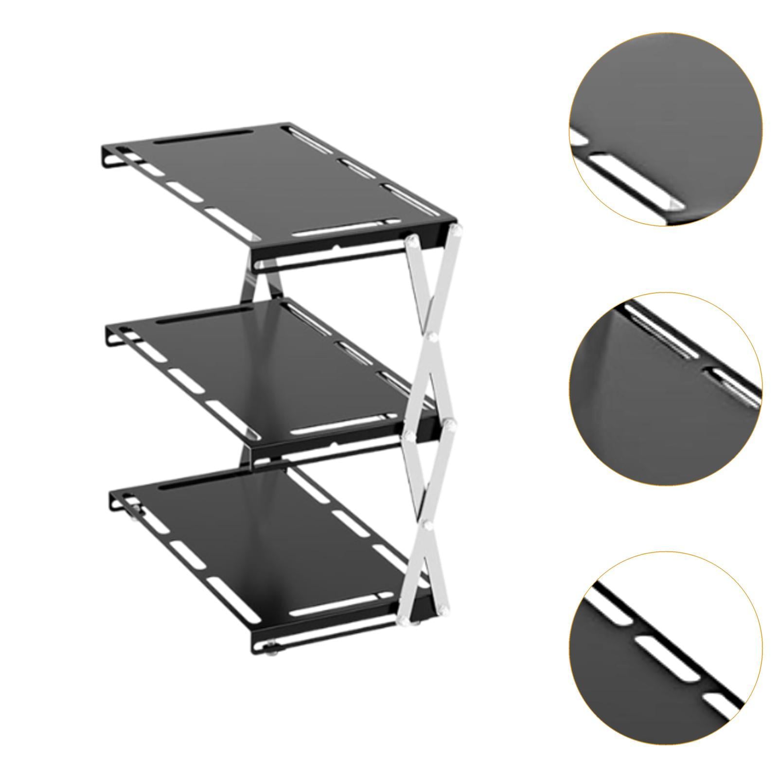 Camping Folding Storage Rack Desktop Stable Outside for Fishing Hiking Beach Three Layers