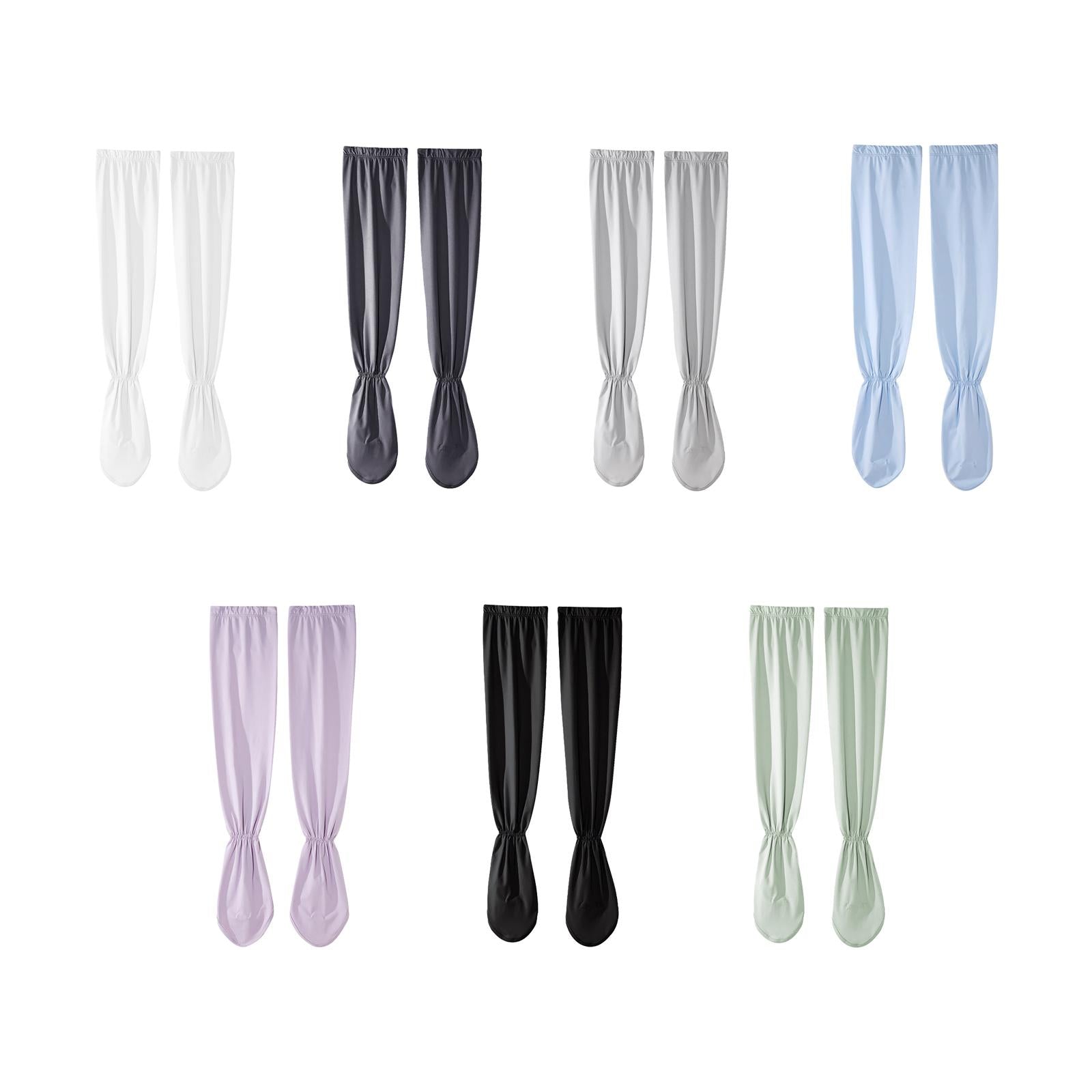 Adjustable Arm Sleeves with Gloves Driving Sun Sleeves for Garden Lawn Women White