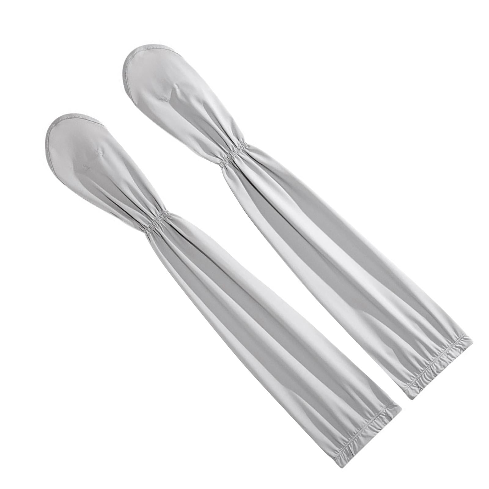 Adjustable Arm Sleeves with Gloves Driving Sun Sleeves for Garden Lawn Women Light Grey