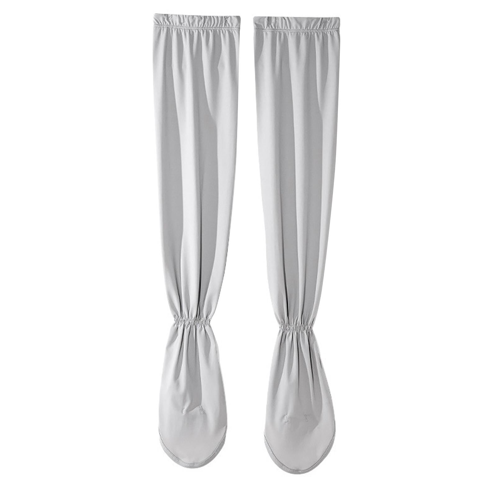 Adjustable Arm Sleeves with Gloves Driving Sun Sleeves for Garden Lawn Women Light Grey