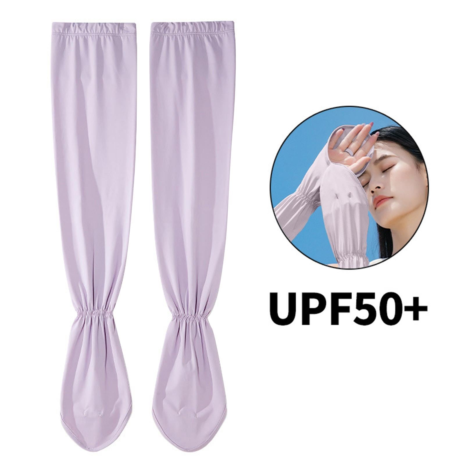 Adjustable Arm Sleeves with Gloves Driving Sun Sleeves for Garden Lawn Women Purple