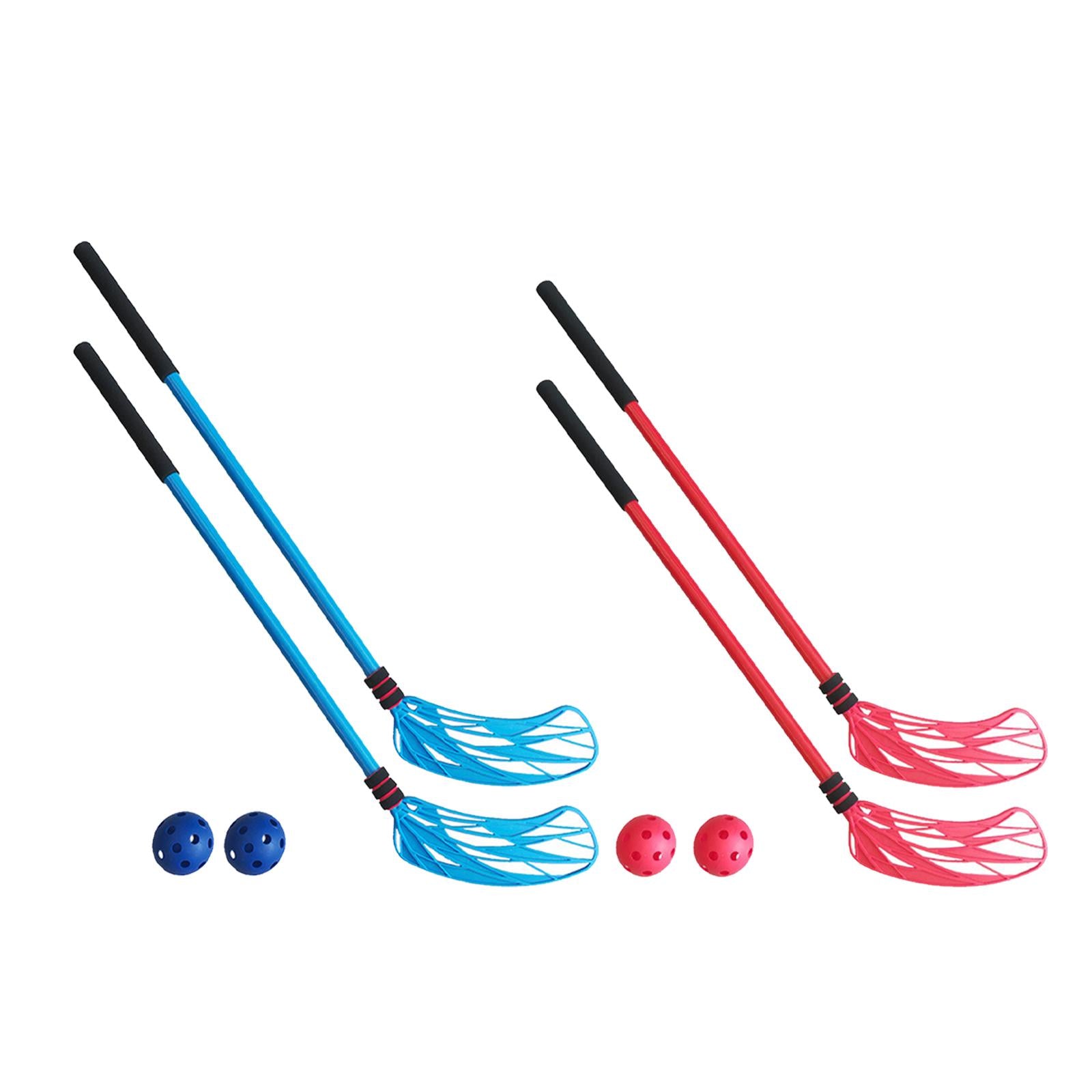 2 Pieces Floor Hockey Sticks Indoor Sports for Children Youth Boys Girls Red
