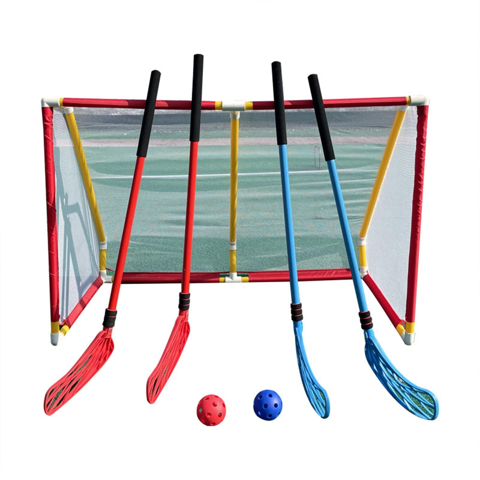 2 Pieces Floor Hockey Sticks Indoor Sports for Children Youth Boys Girls Red