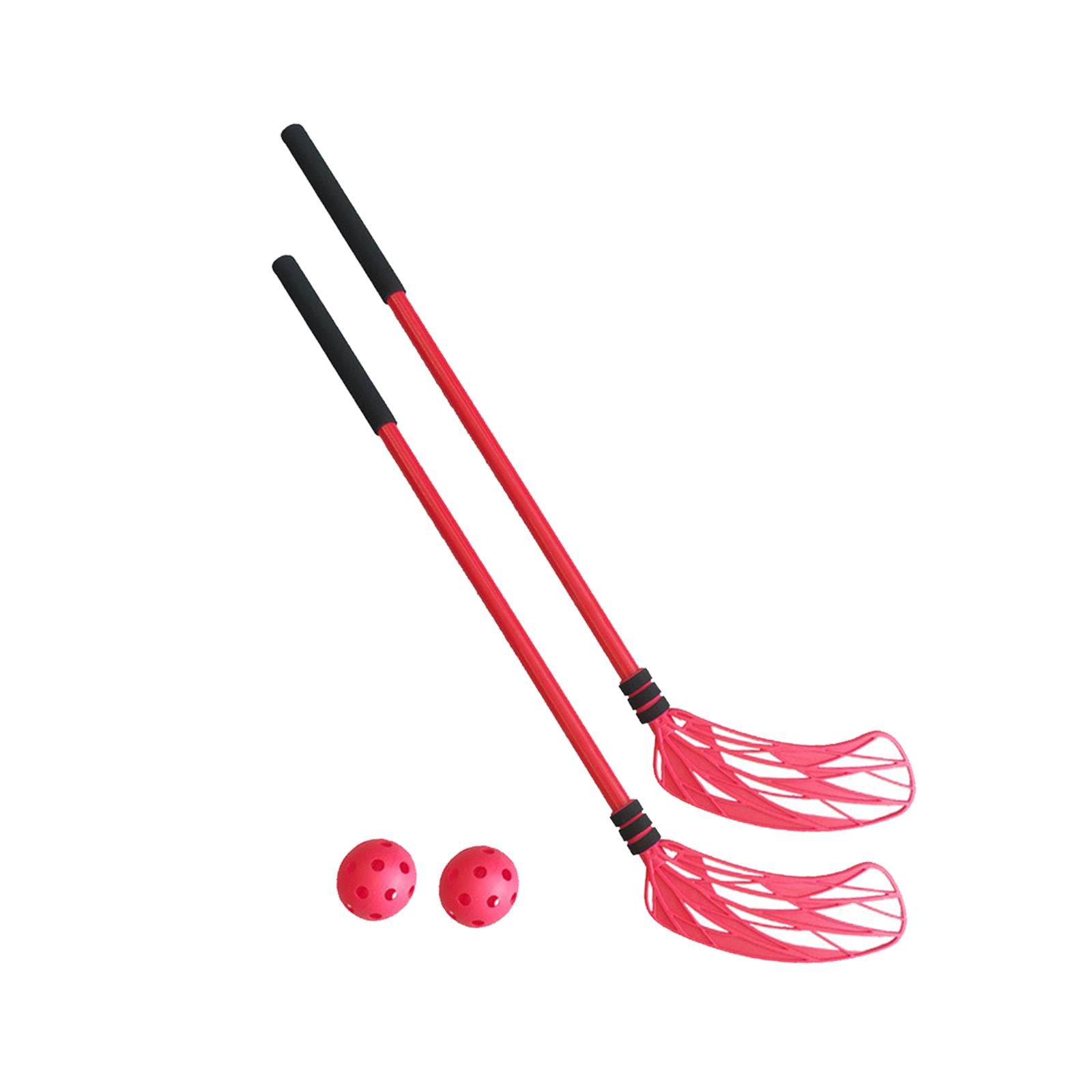 2 Pieces Floor Hockey Sticks Indoor Sports for Children Youth Boys Girls Red