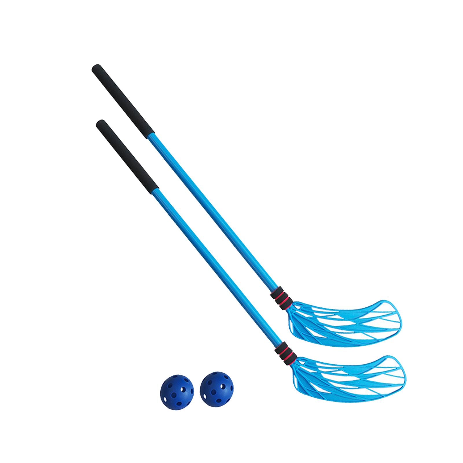 2 Pieces Floor Hockey Sticks Indoor Sports for Children Youth Boys Girls Blue