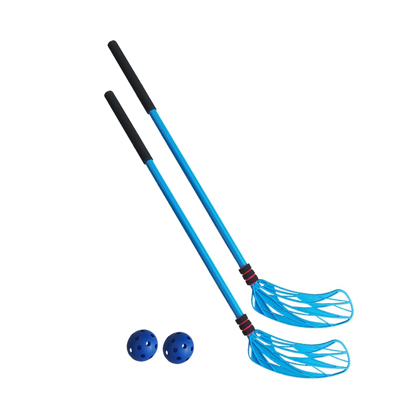 2 Pieces Floor Hockey Sticks Indoor Sports for Children Youth Boys Girls Blue